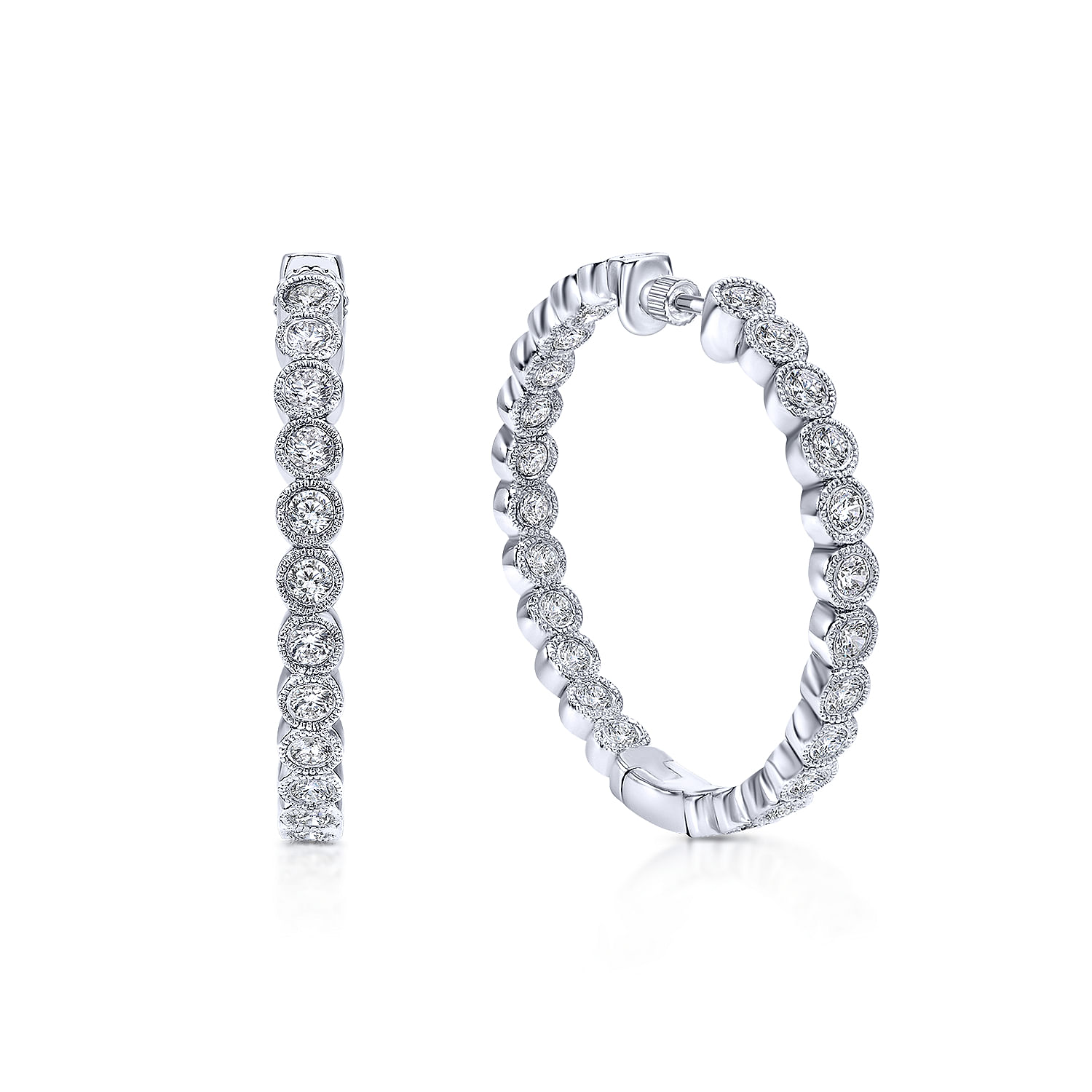 14k White Gold Diamond Classic Hoop 14k White Gold Diamond Classic Hoop