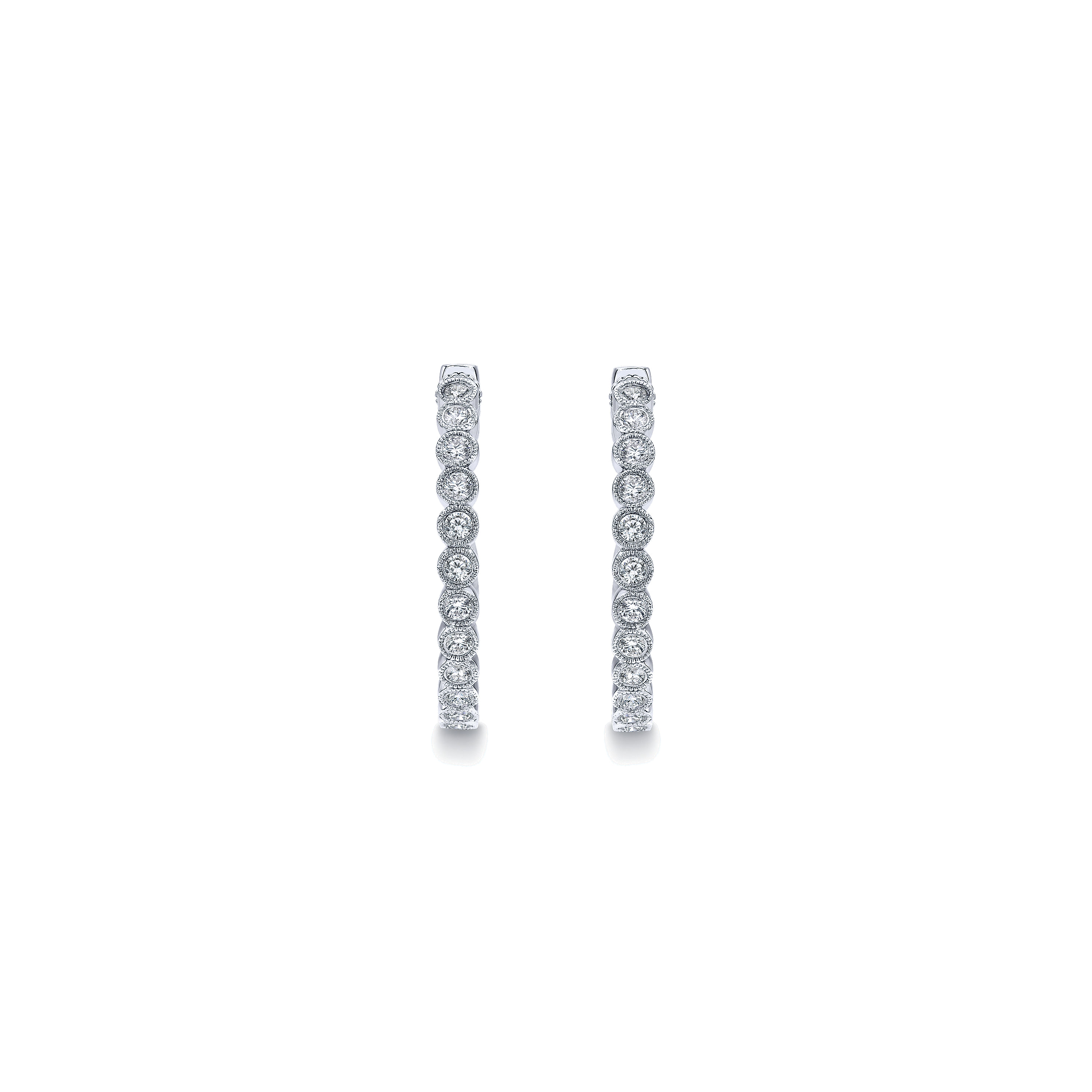 14k White Gold Diamond Classic Hoop Earrings angle 3 14k White Gold Diamond Classic Hoop Earrings angle 3