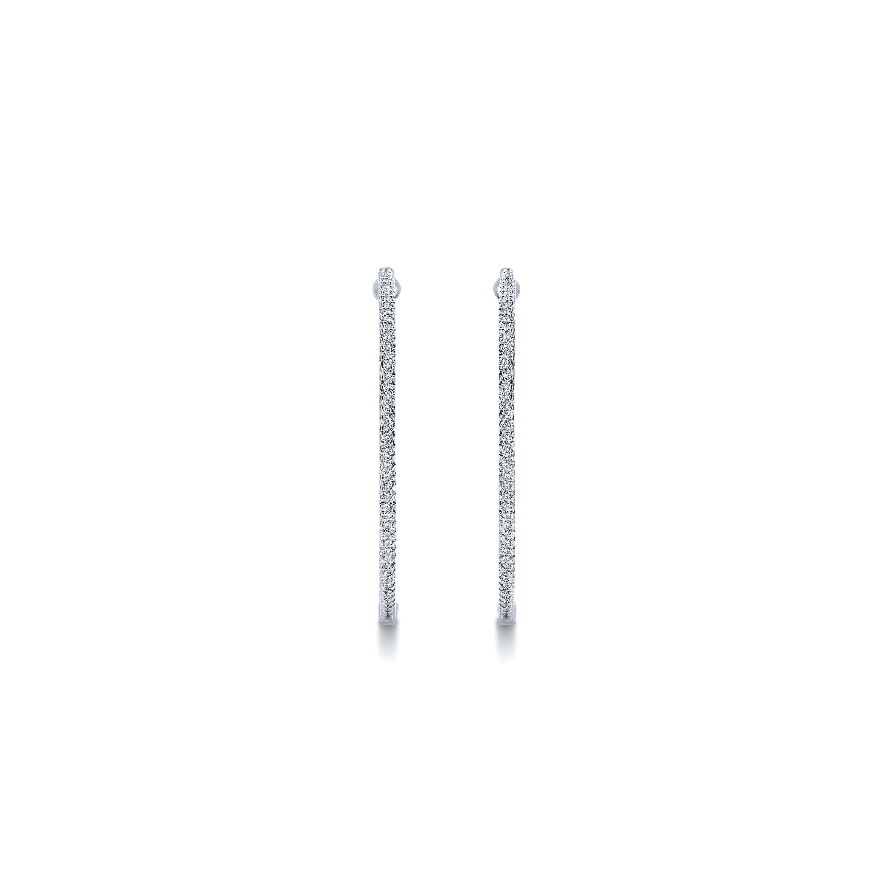 14k White Gold Diamond Classic Hoop Earrings angle 3 14k White Gold Diamond Classic Hoop Earrings angle 3