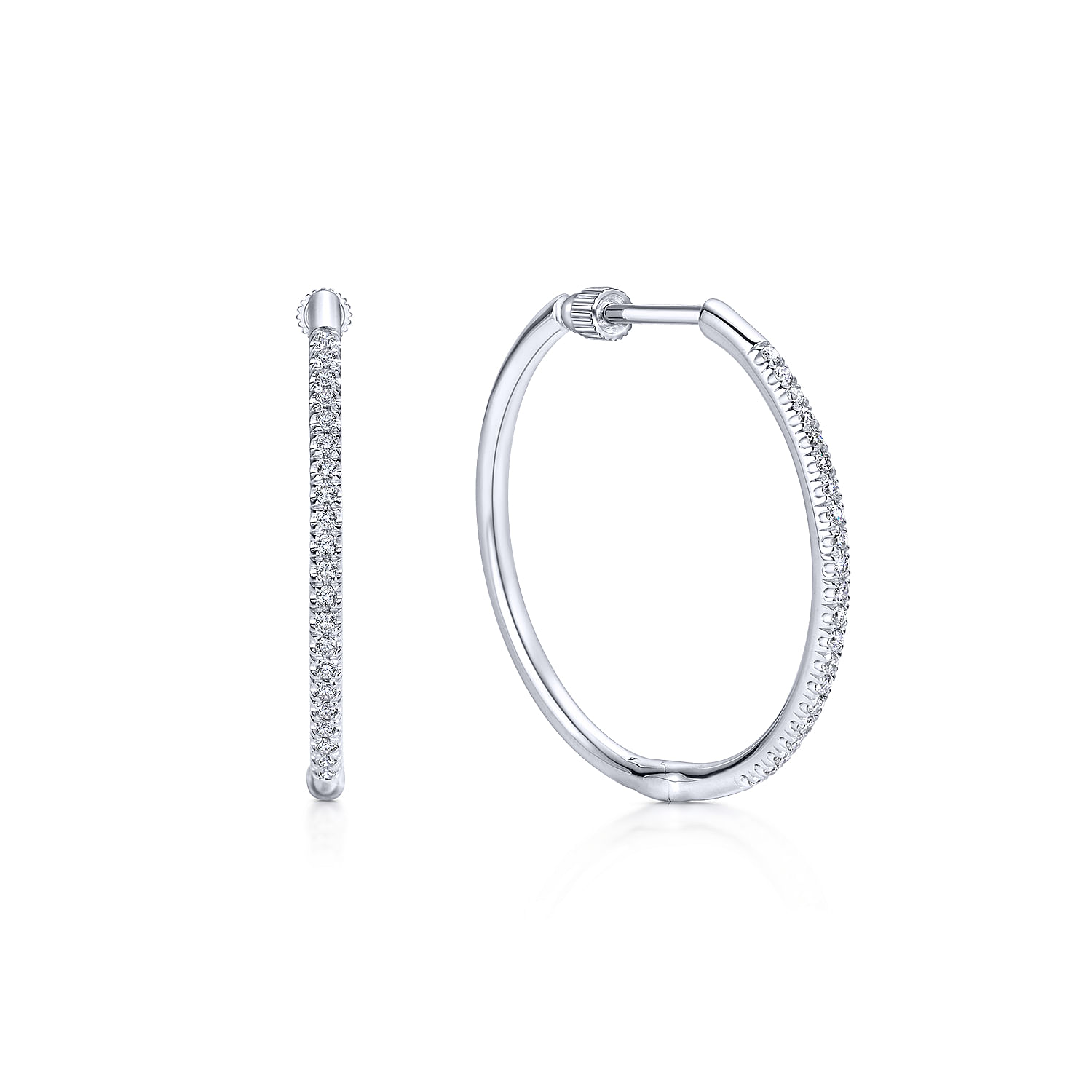 14k White Gold Diamond Classic Hoop 14k White Gold Diamond Classic Hoop