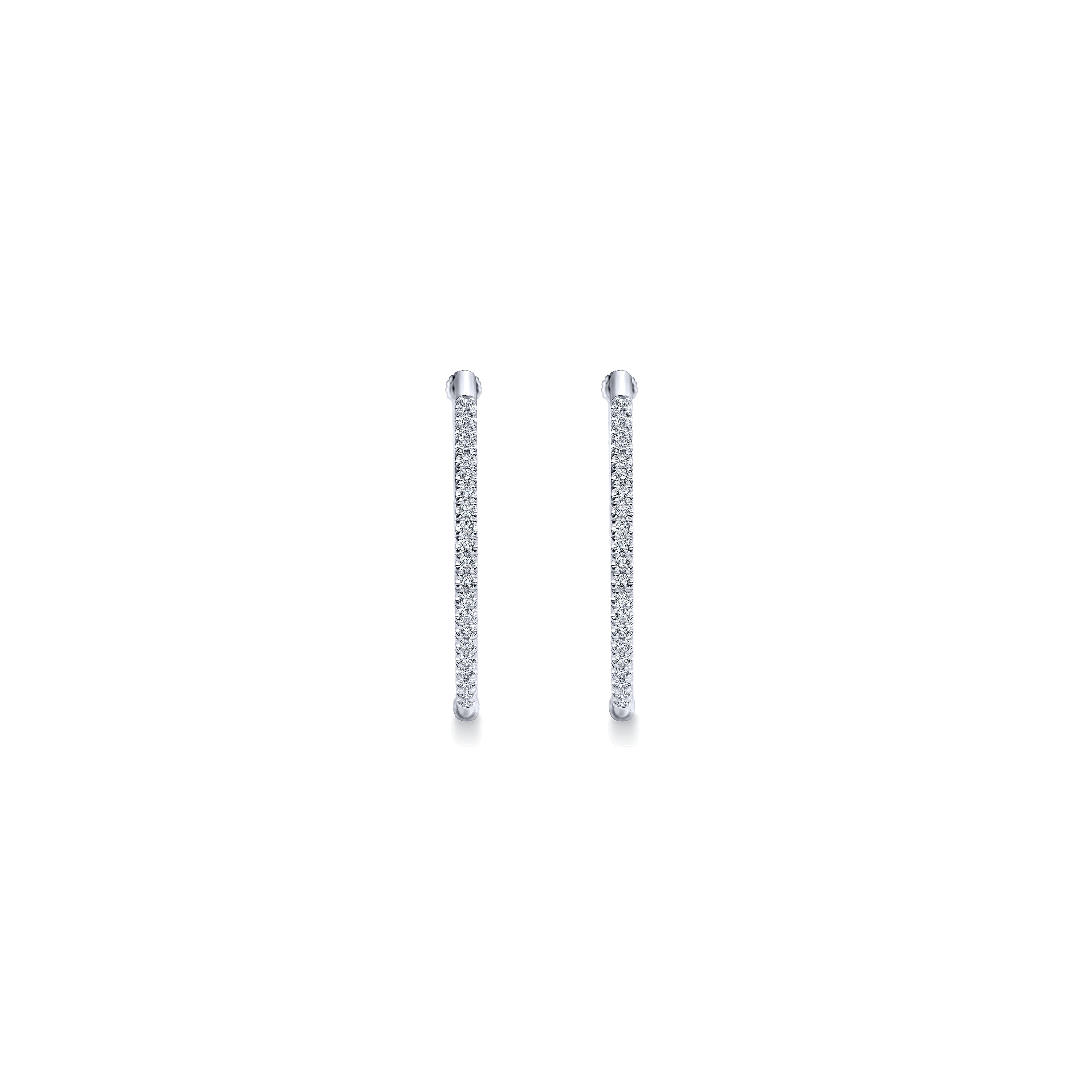 14k White Gold Diamond Classic Hoop Earrings angle 3 14k White Gold Diamond Classic Hoop Earrings angle 3