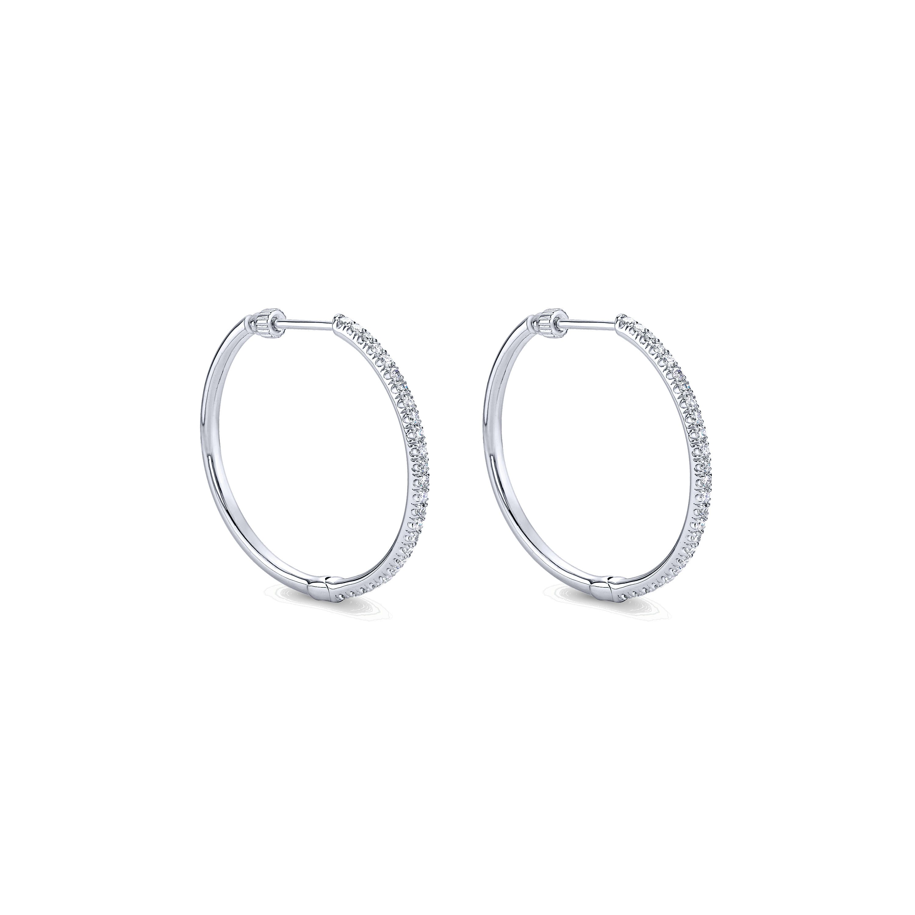 14k White Gold Diamond Classic Hoop 14k White Gold Diamond Classic Hoop