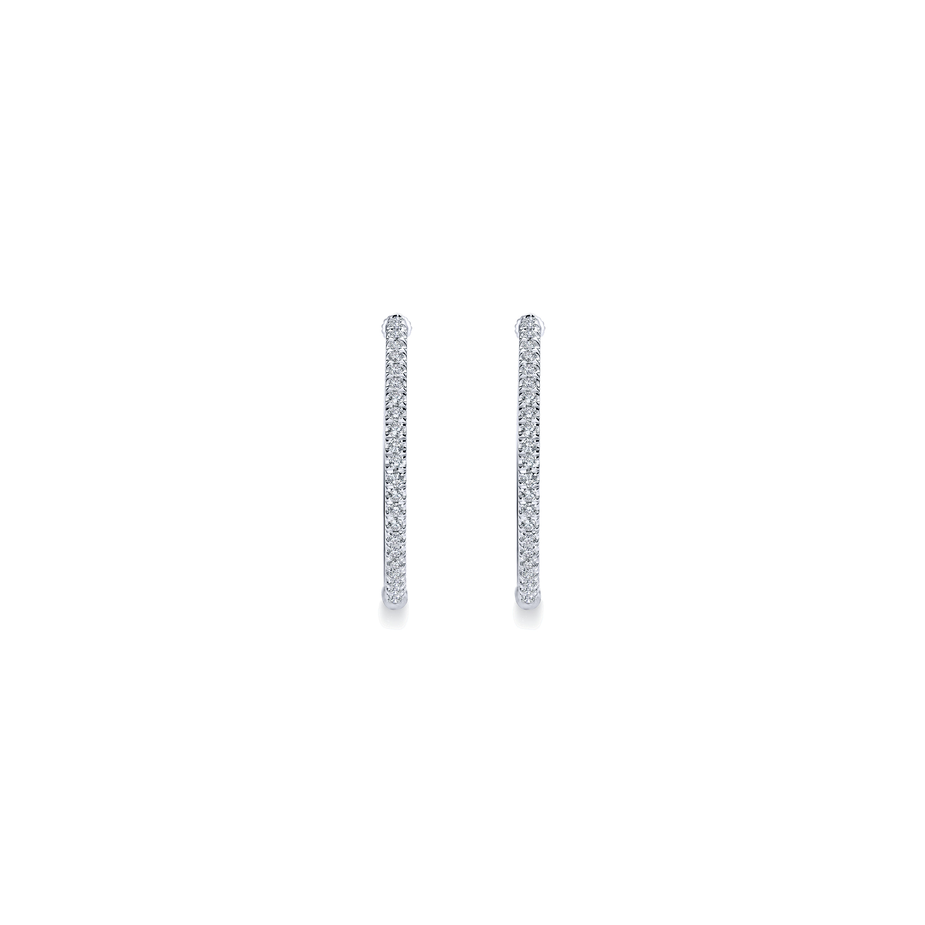 14k White Gold Diamond Classic Hoop Earrings angle 3 14k White Gold Diamond Classic Hoop Earrings angle 3