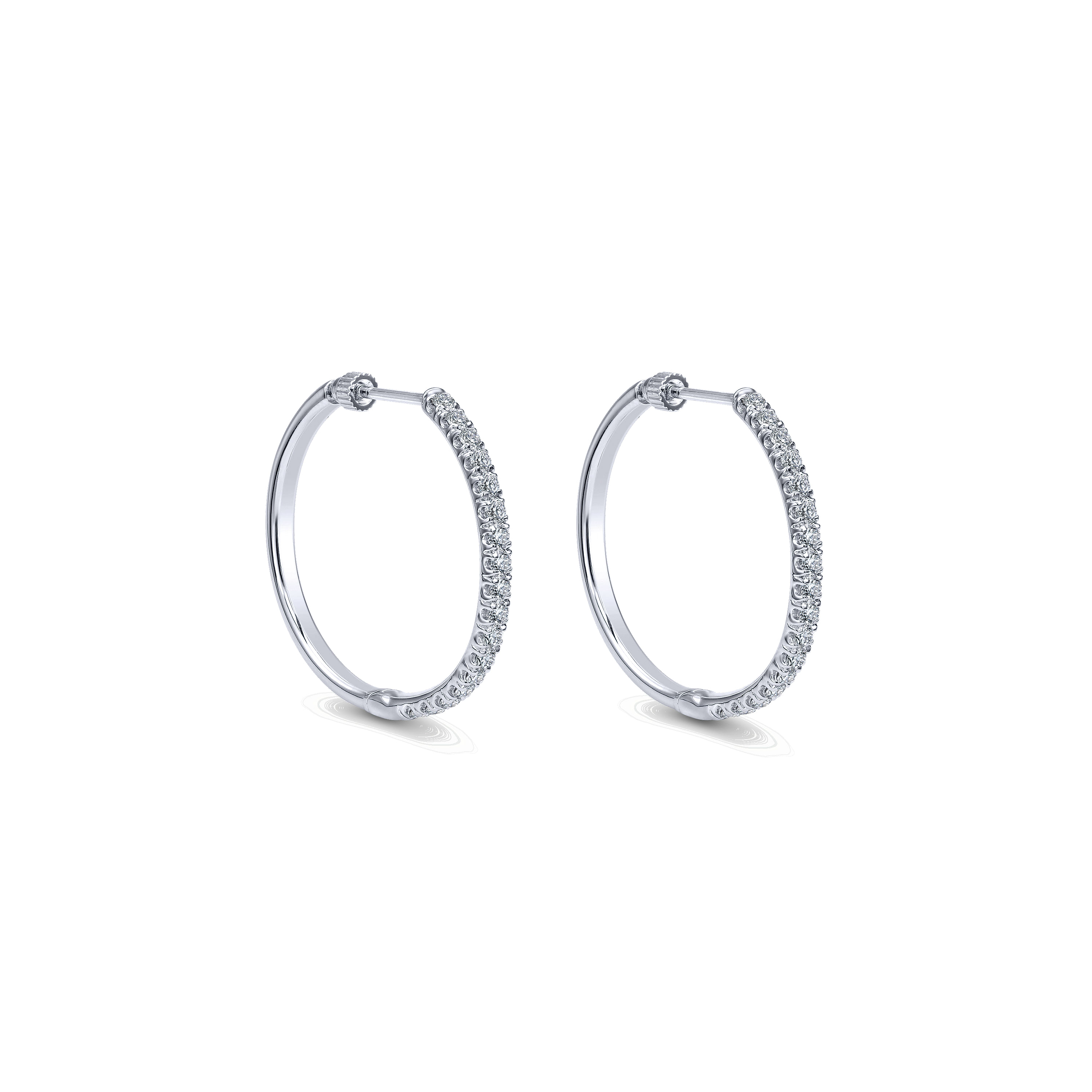 14k White Gold Diamond Classic Hoop 14k White Gold Diamond Classic Hoop