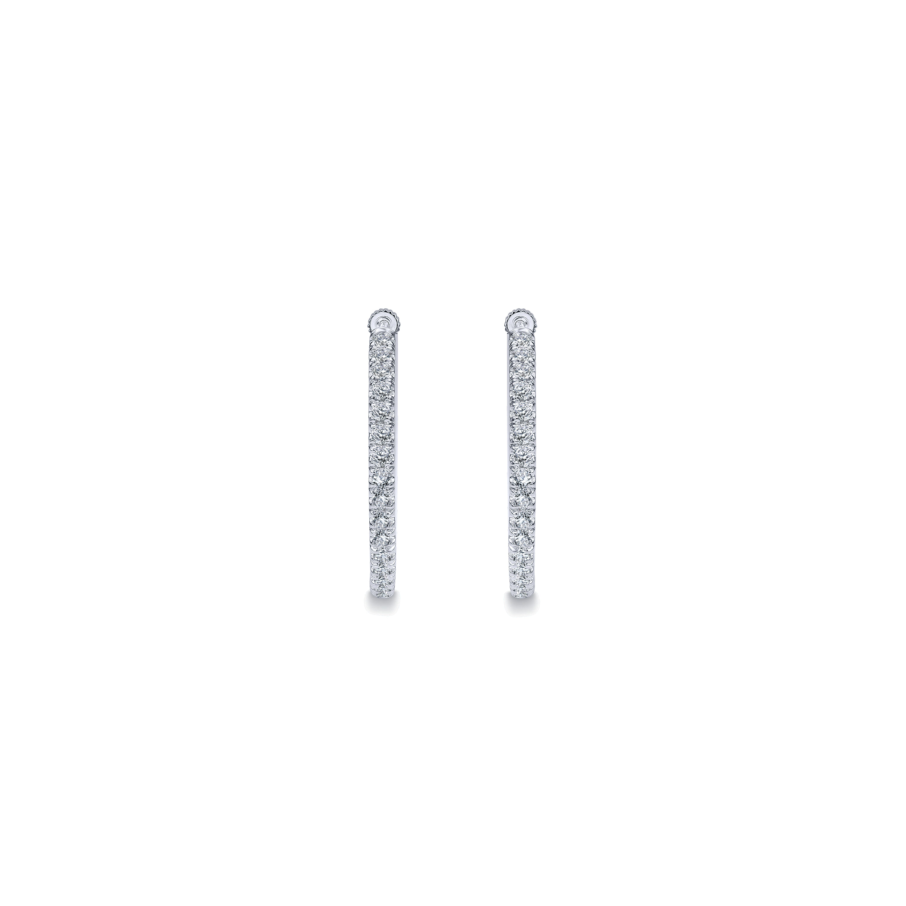 14k White Gold Diamond Classic Hoop Earrings angle 3 14k White Gold Diamond Classic Hoop Earrings angle 3