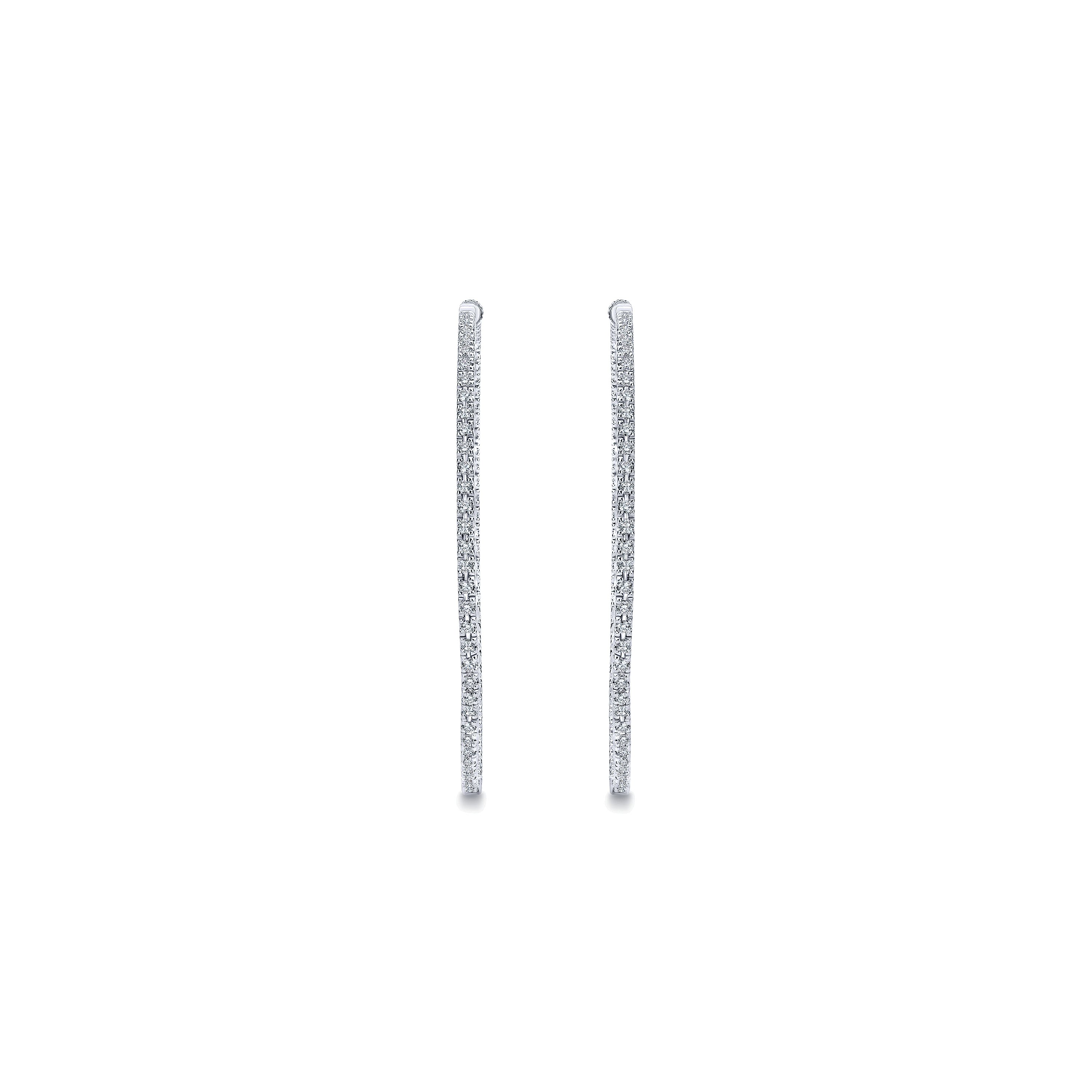 14k White Gold Diamond Classic Hoop Earrings angle 3 14k White Gold Diamond Classic Hoop Earrings angle 3