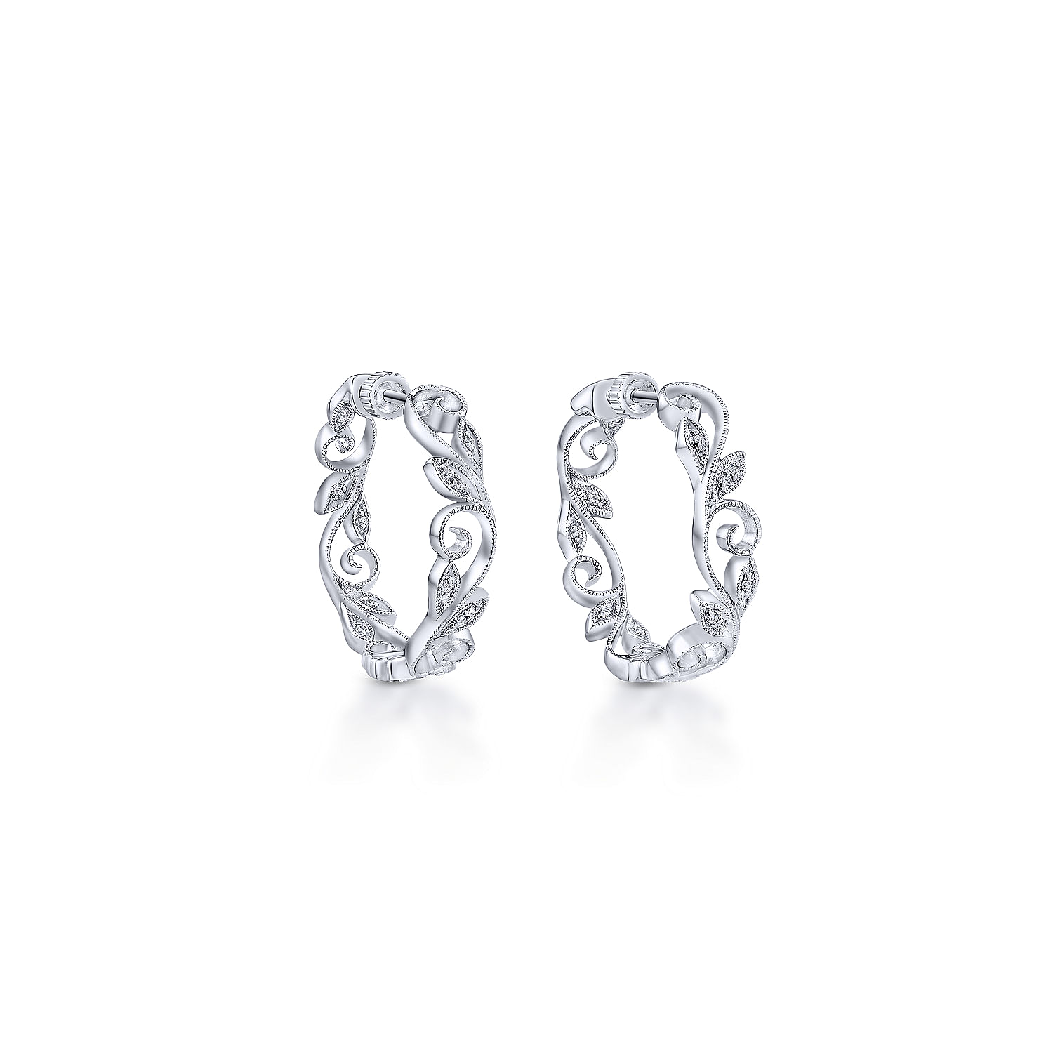 14k White Gold Diamond Classic Hoop 14k White Gold Diamond Classic Hoop