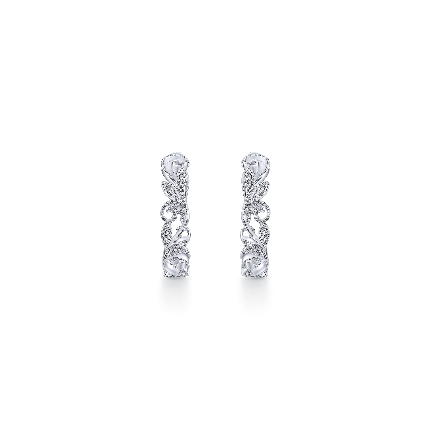 14k White Gold Diamond Classic Hoop Earrings angle 3 14k White Gold Diamond Classic Hoop Earrings angle 3