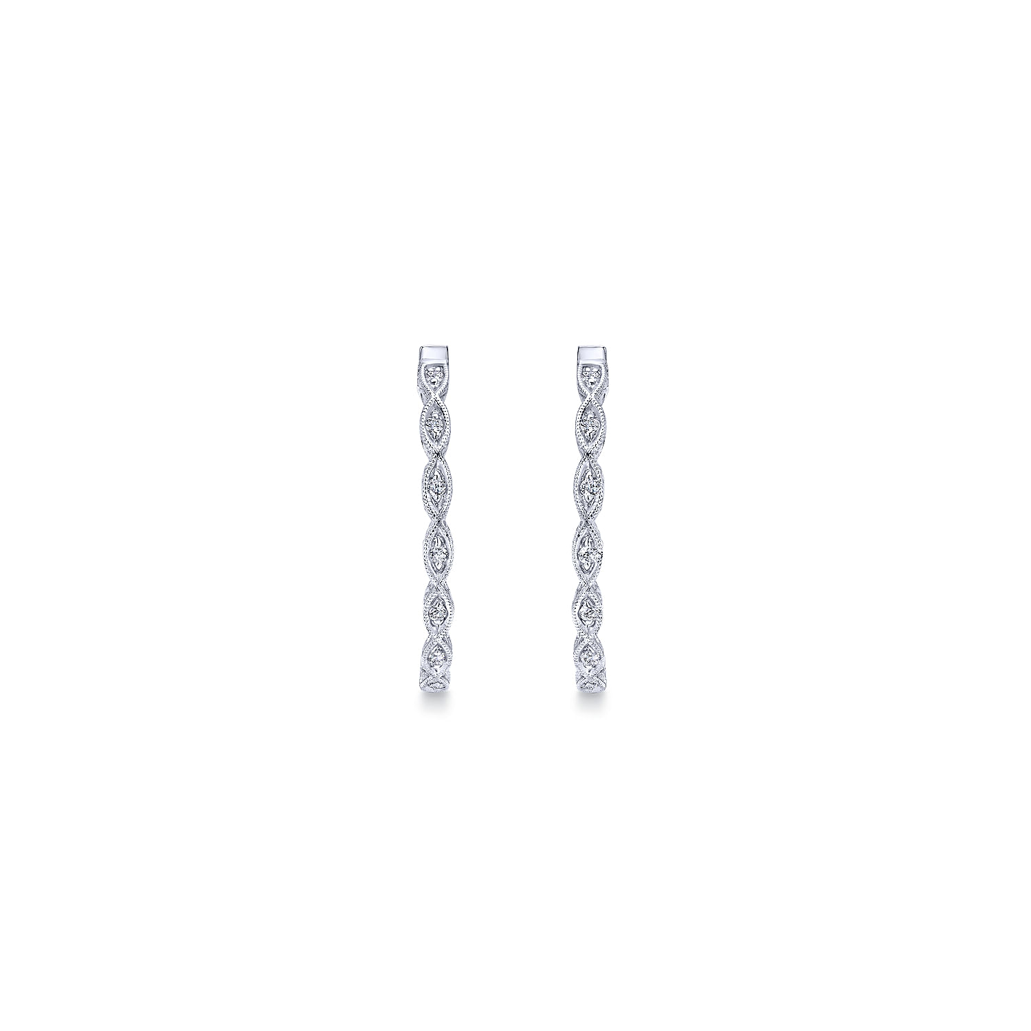 14k White Gold Diamond Classic Hoop Earrings angle 3 14k White Gold Diamond Classic Hoop Earrings angle 3