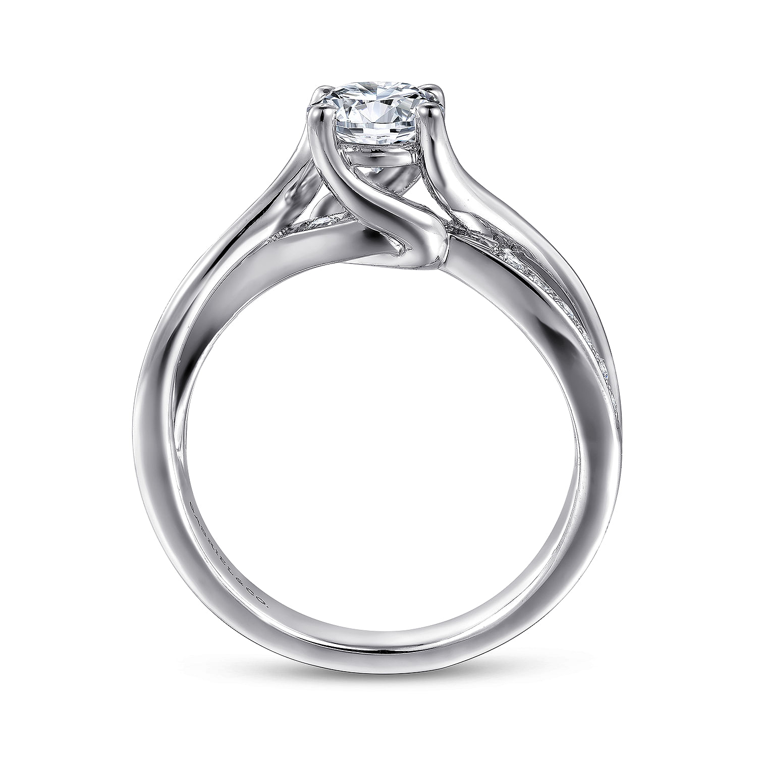 14k White Gold Diamond Criss Cross Engagement Ring angle 2 14k White Gold Diamond Criss Cross Engagement Ring angle 2