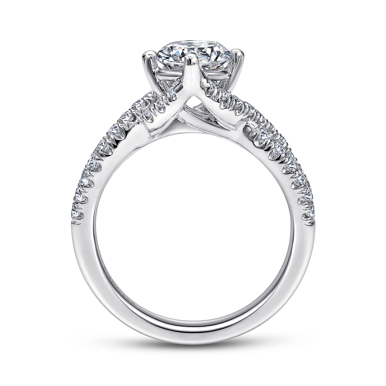 14k White Gold Diamond Criss Cross Engagement Ring angle 2 14k White Gold Diamond Criss Cross Engagement Ring angle 2