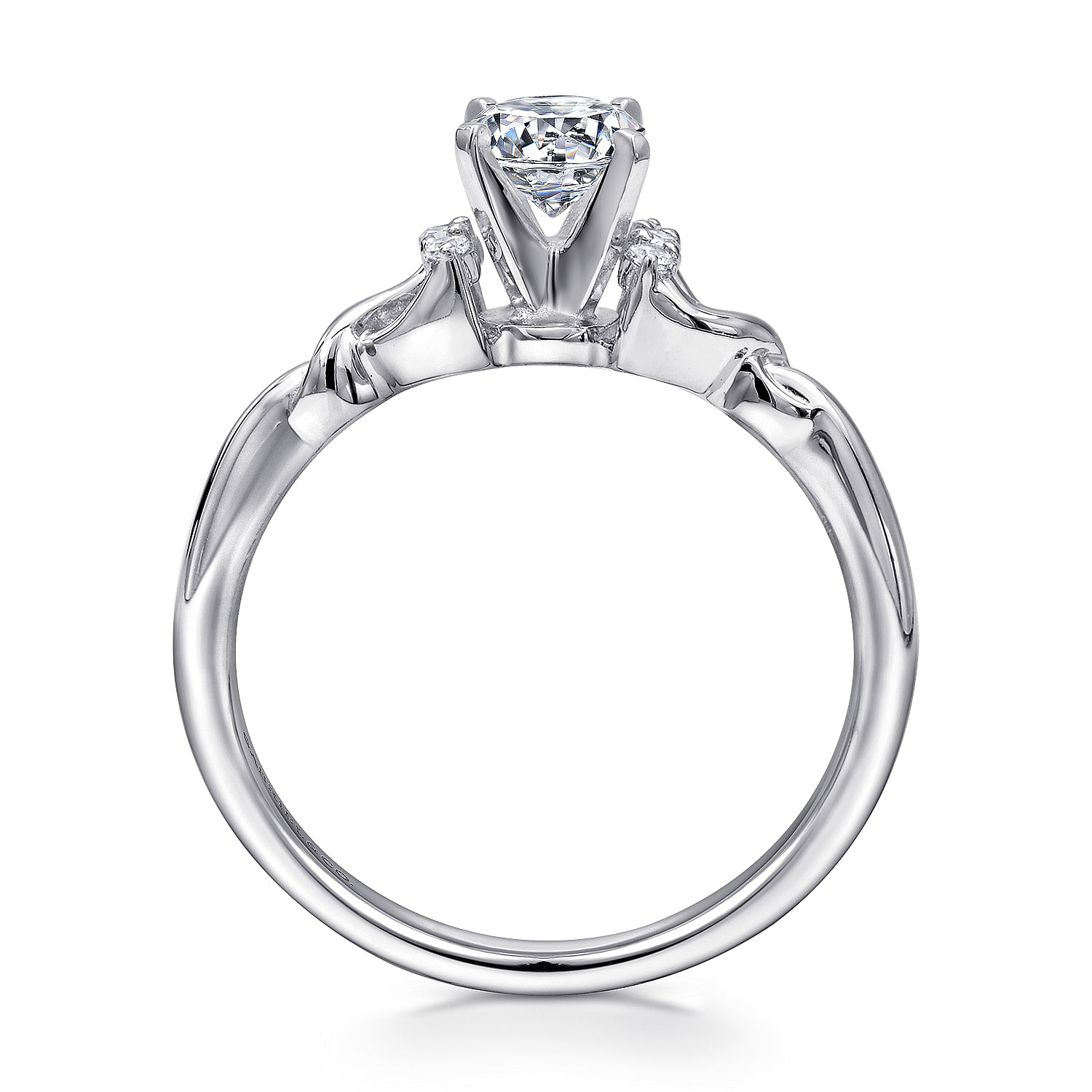 14k White Gold Diamond Criss Cross Engagement Ring angle 2 14k White Gold Diamond Criss Cross Engagement Ring angle 2