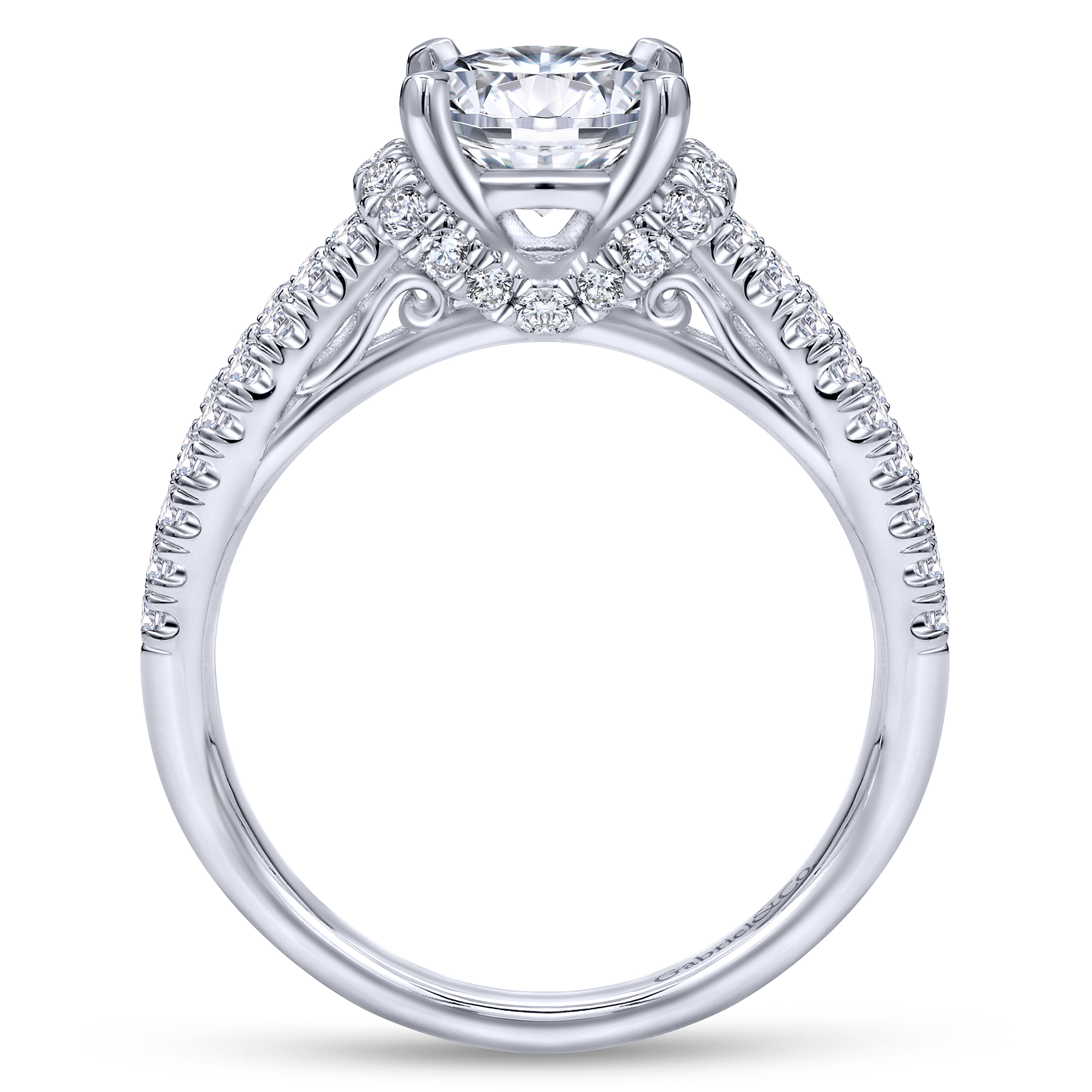 14k White Gold Diamond Criss Cross Engagement Ring angle 2 14k White Gold Diamond Criss Cross Engagement Ring angle 2