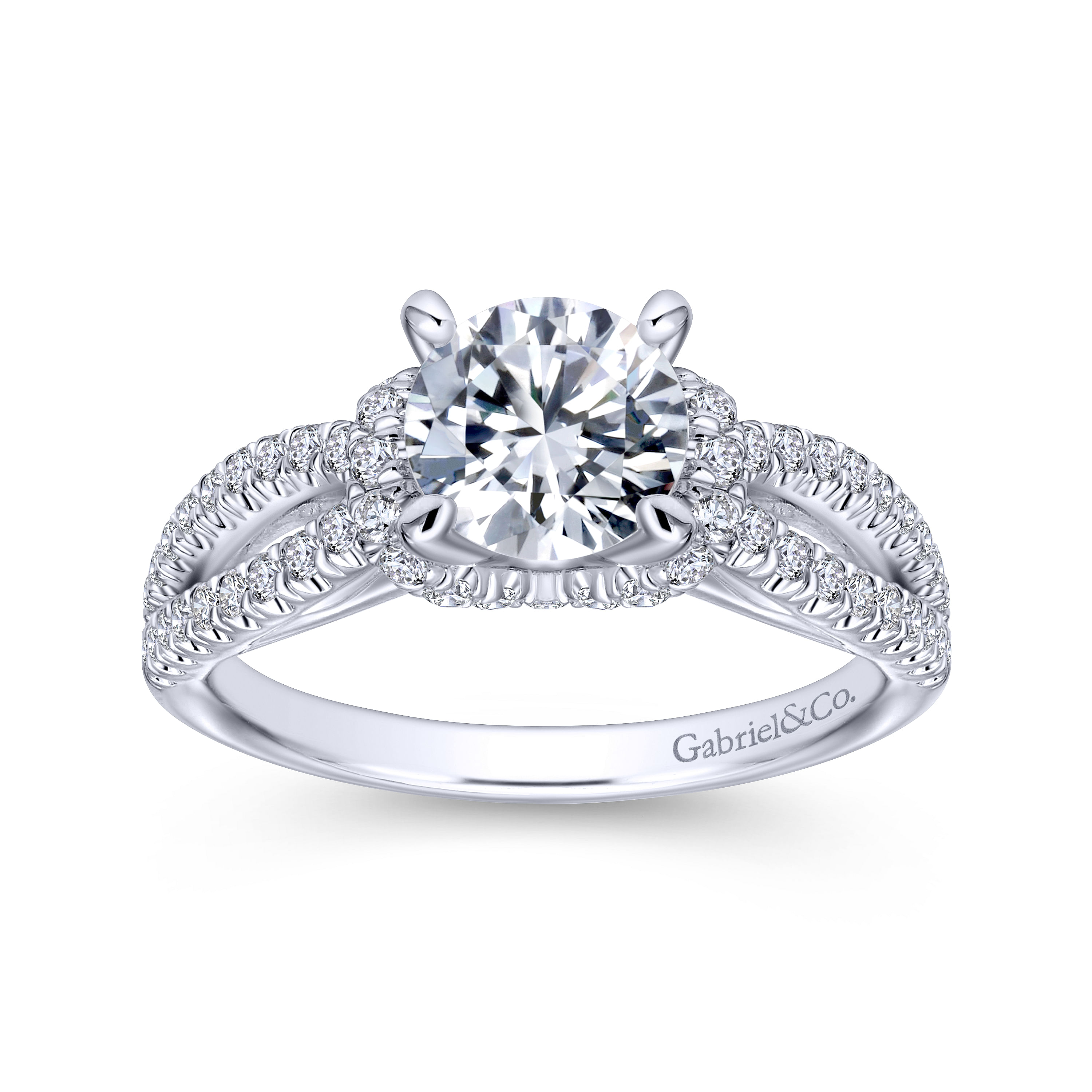 14k White Gold Diamond Criss Cross Engagement Ring angle 5 14k White Gold Diamond Criss Cross Engagement Ring angle 5