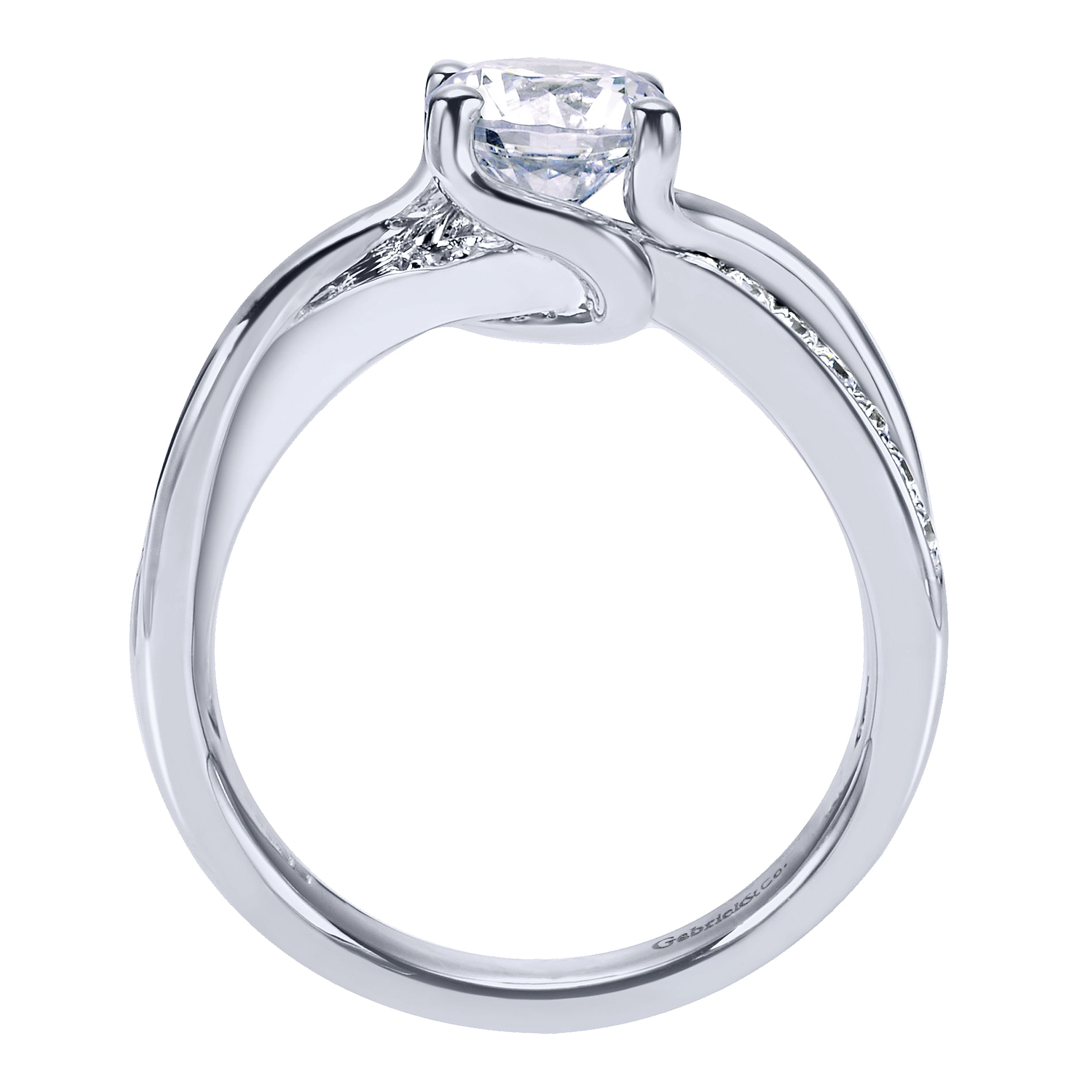 14k White Gold Diamond Criss Cross Engagement Ring angle 2 14k White Gold Diamond Criss Cross Engagement Ring angle 2