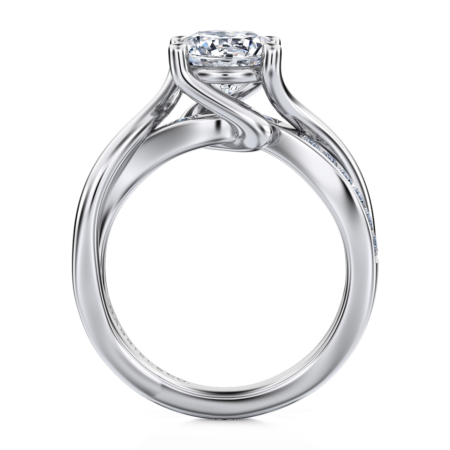 14k White Gold Diamond Criss Cross Engagement Ring angle 2 14k White Gold Diamond Criss Cross Engagement Ring angle 2