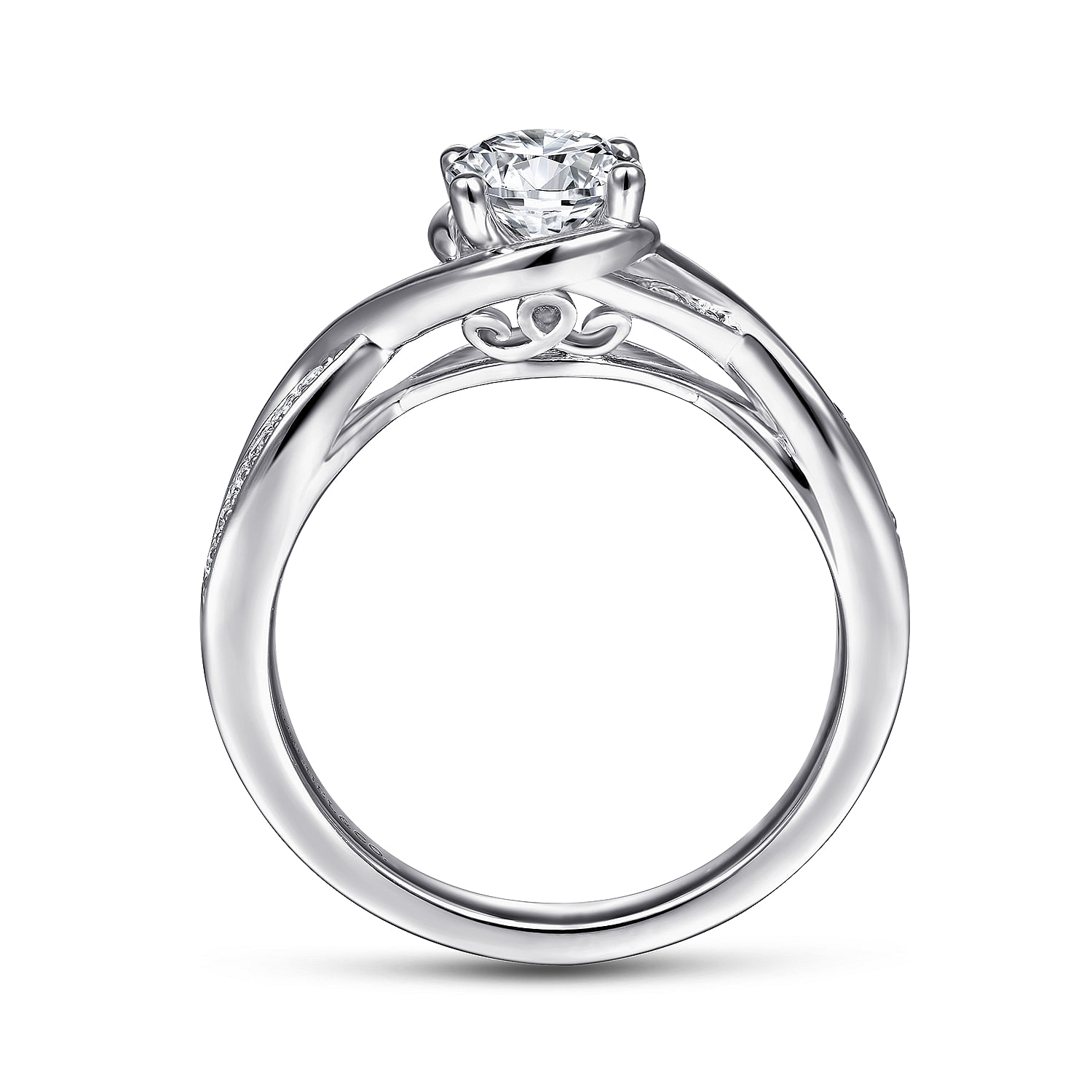 14k White Gold Diamond Criss Cross Engagement Ring angle 2 14k White Gold Diamond Criss Cross Engagement Ring angle 2