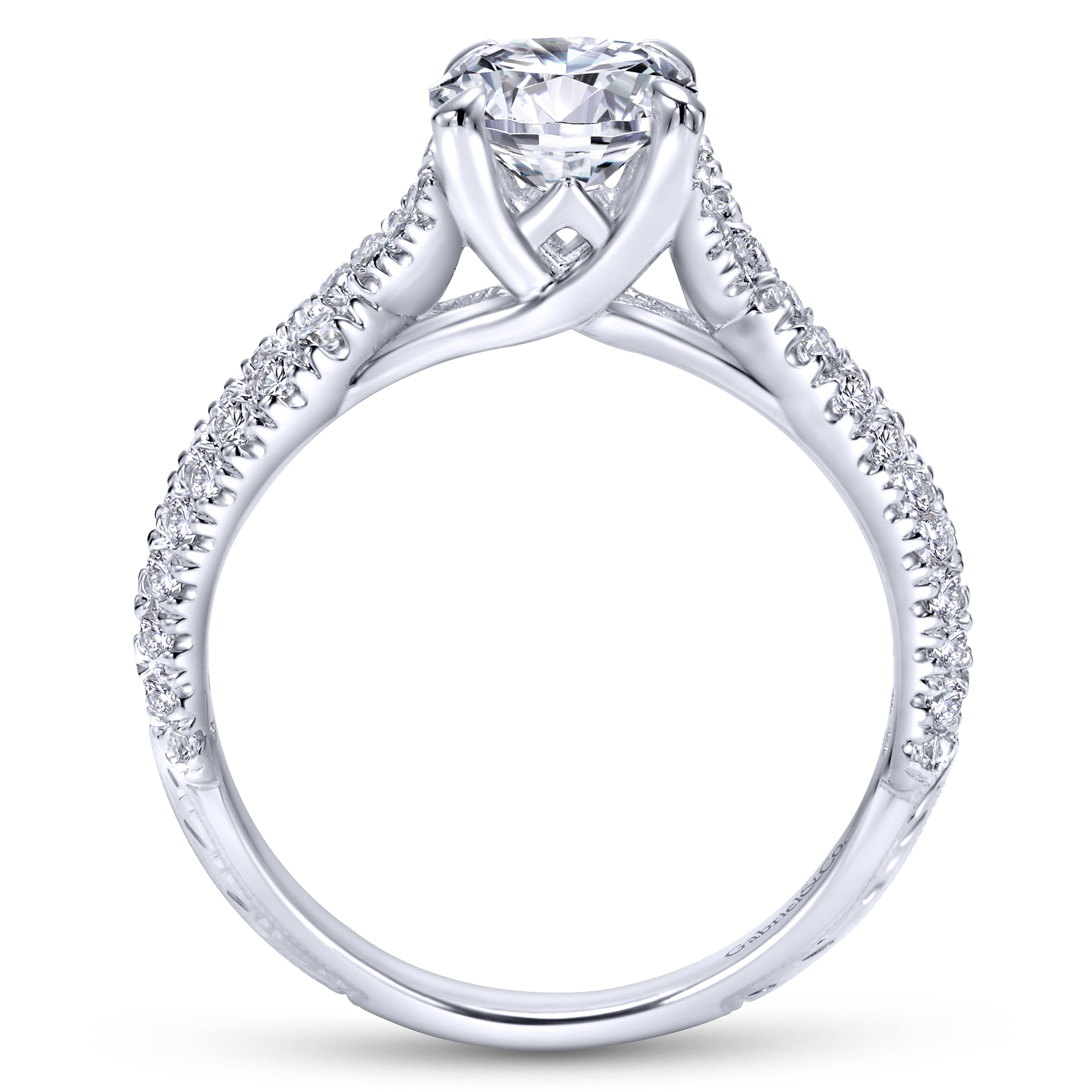 14k White Gold Diamond Criss Cross Engagement Ring angle 2 14k White Gold Diamond Criss Cross Engagement Ring angle 2