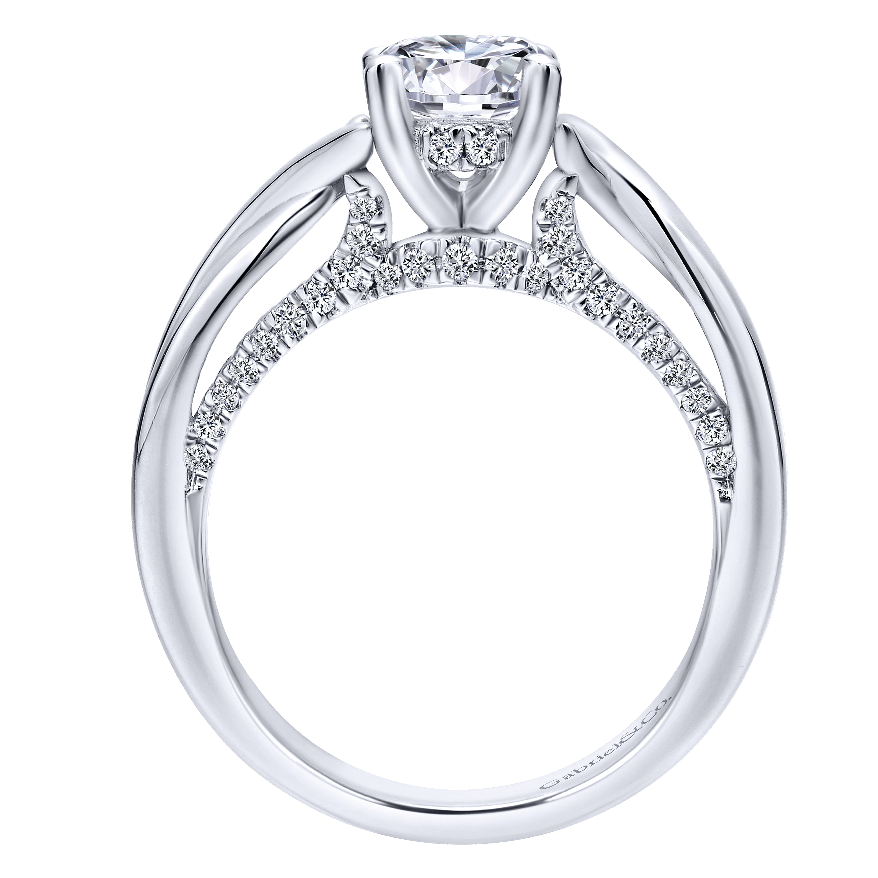 14k White Gold Diamond Criss Cross Engagement Ring angle 2 14k White Gold Diamond Criss Cross Engagement Ring angle 2