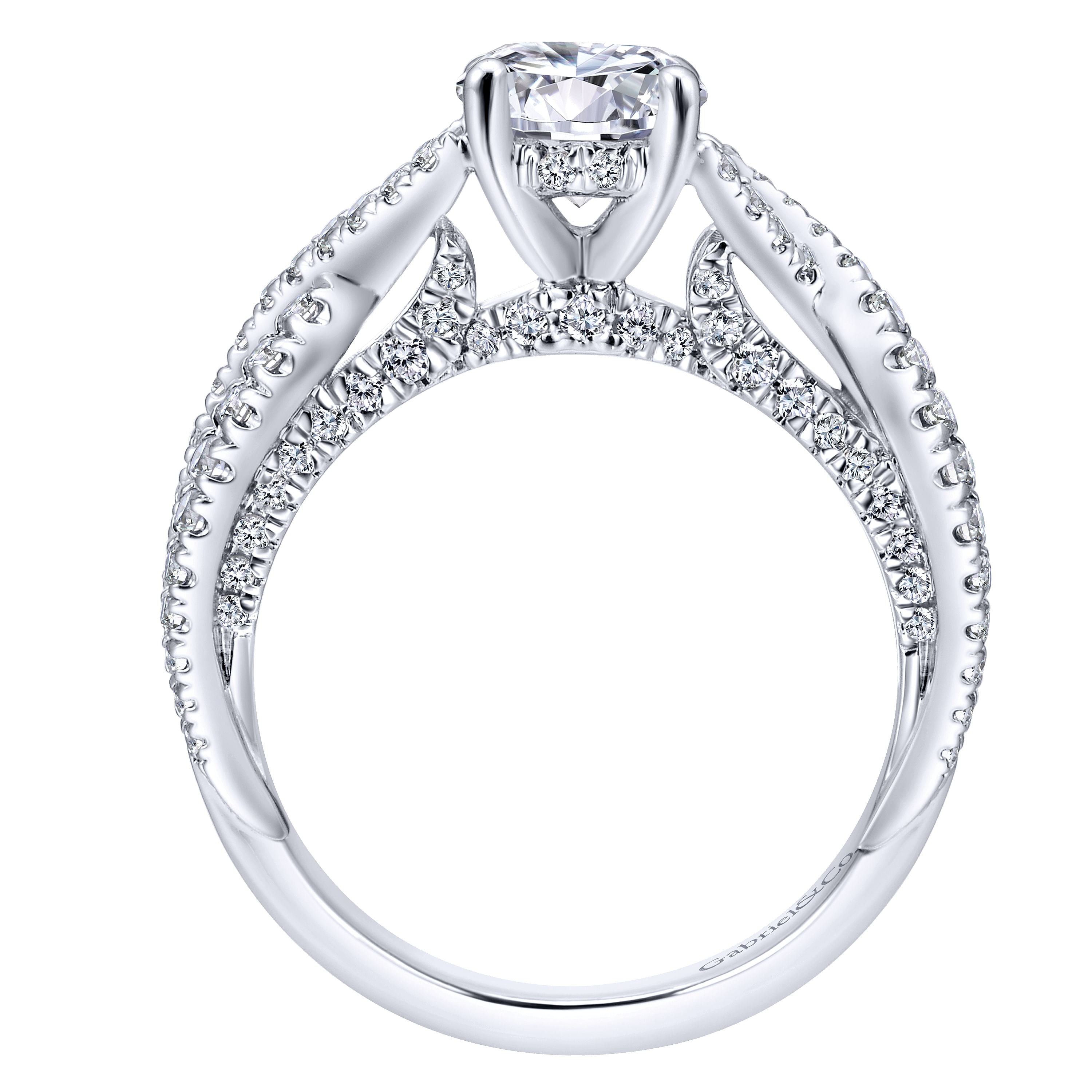 14k White Gold Diamond Criss Cross Engagement Ring angle 2 14k White Gold Diamond Criss Cross Engagement Ring angle 2