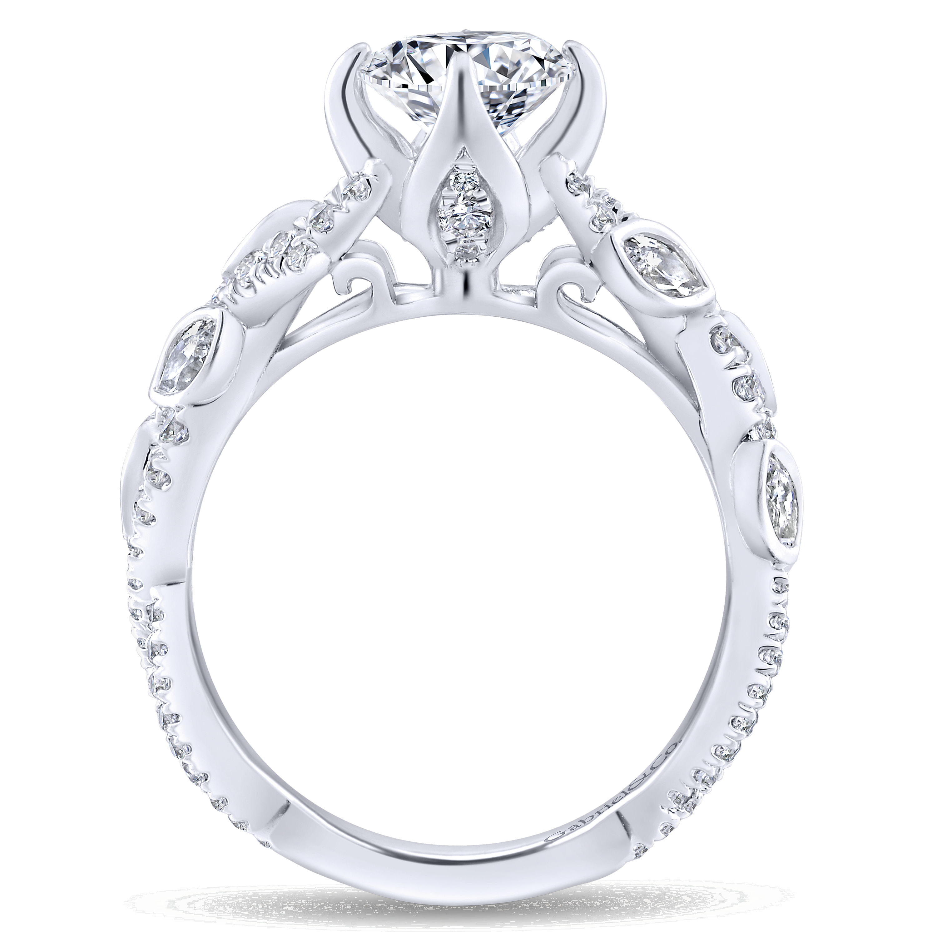 14k White Gold Diamond Criss Cross Engagement Ring angle 2 14k White Gold Diamond Criss Cross Engagement Ring angle 2