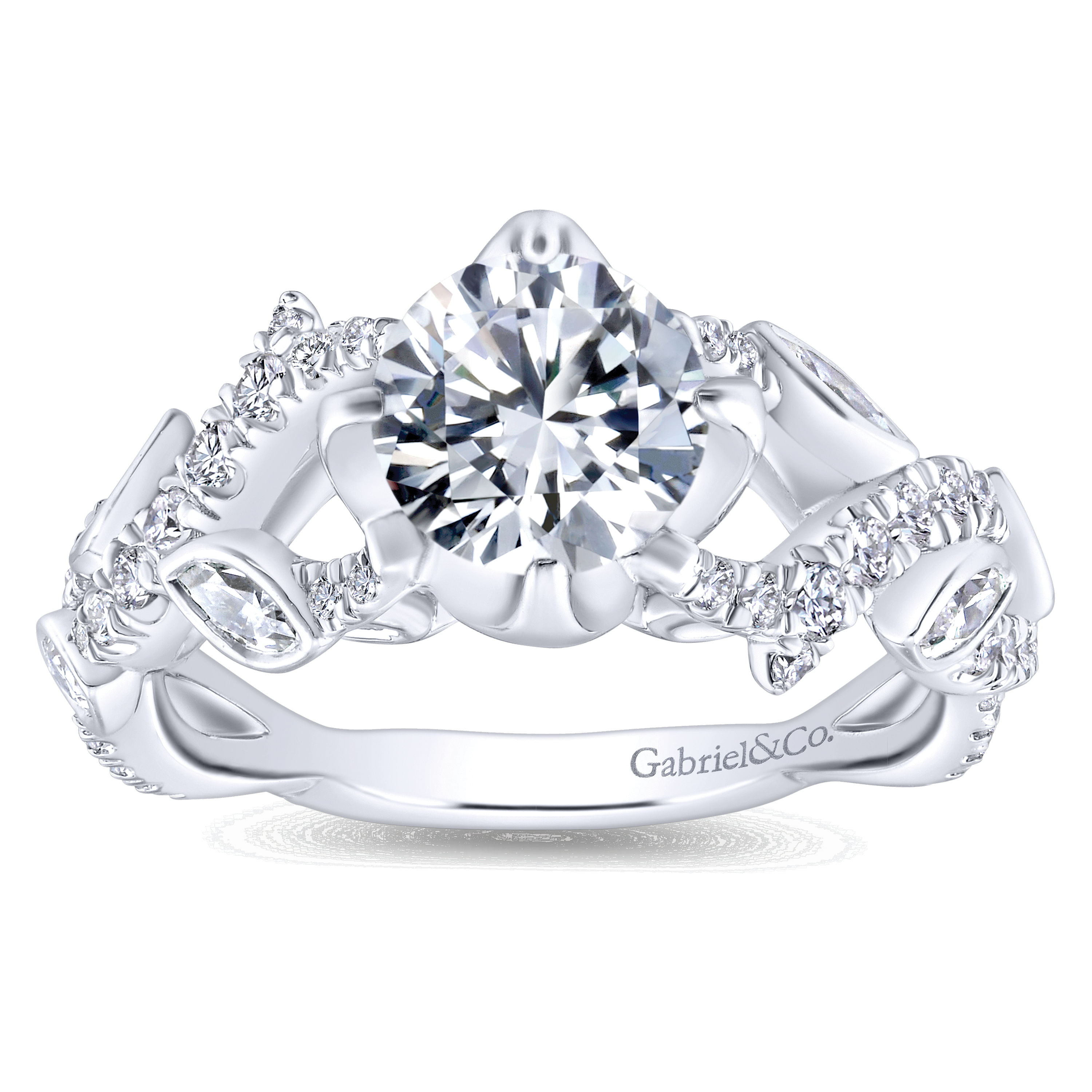 14k White Gold Diamond Criss Cross Engagement Ring angle 5 14k White Gold Diamond Criss Cross Engagement Ring angle 5