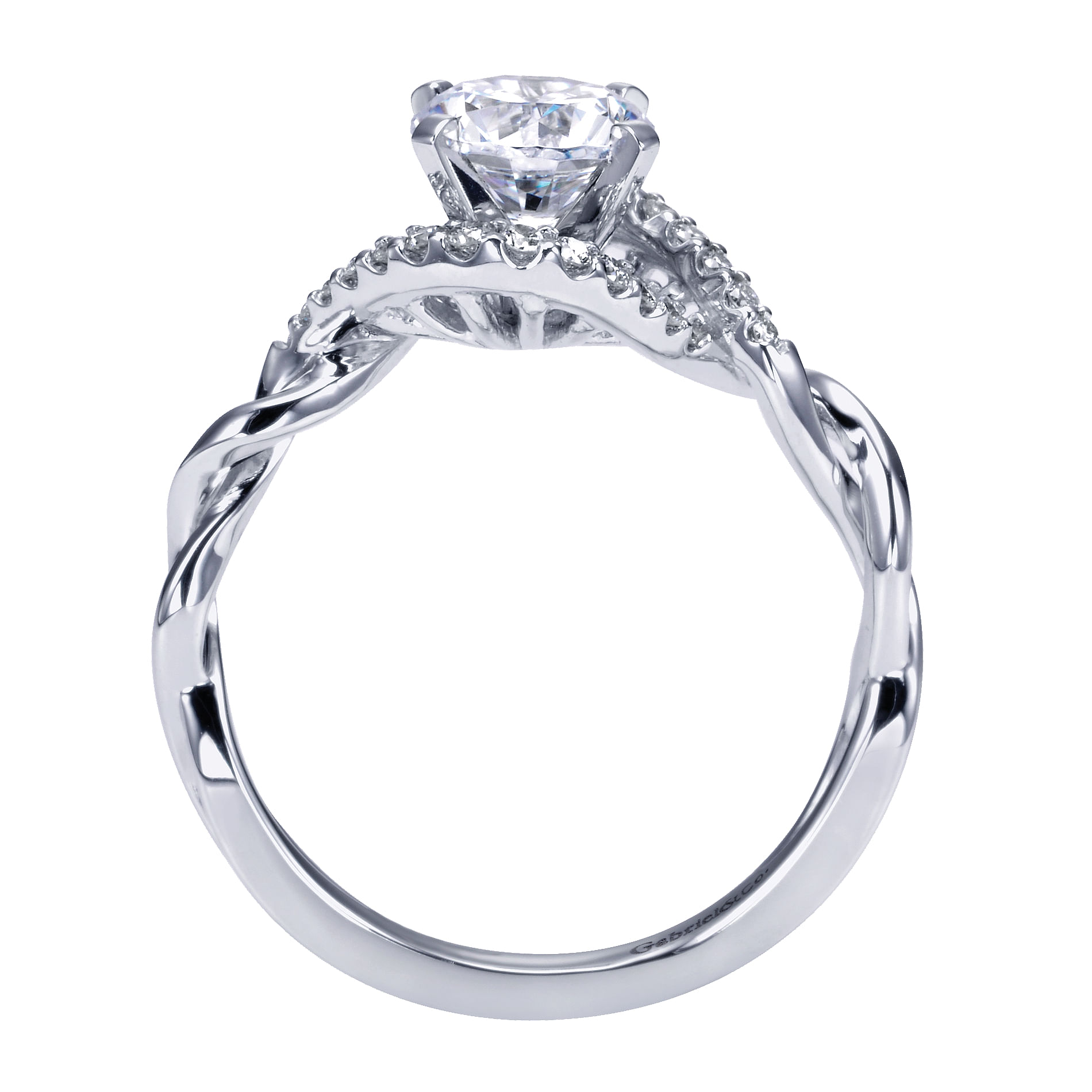 14k White Gold Diamond Criss Cross Engagement Ring angle 2 14k White Gold Diamond Criss Cross Engagement Ring angle 2