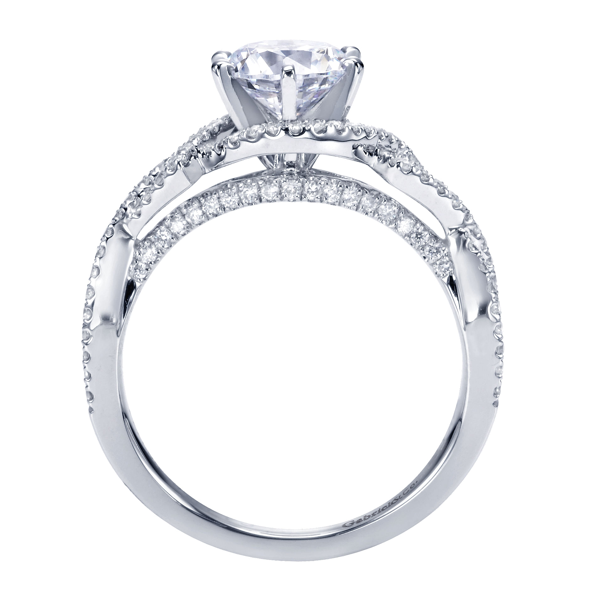14k White Gold Diamond Criss Cross Engagement Ring angle 2 14k White Gold Diamond Criss Cross Engagement Ring angle 2