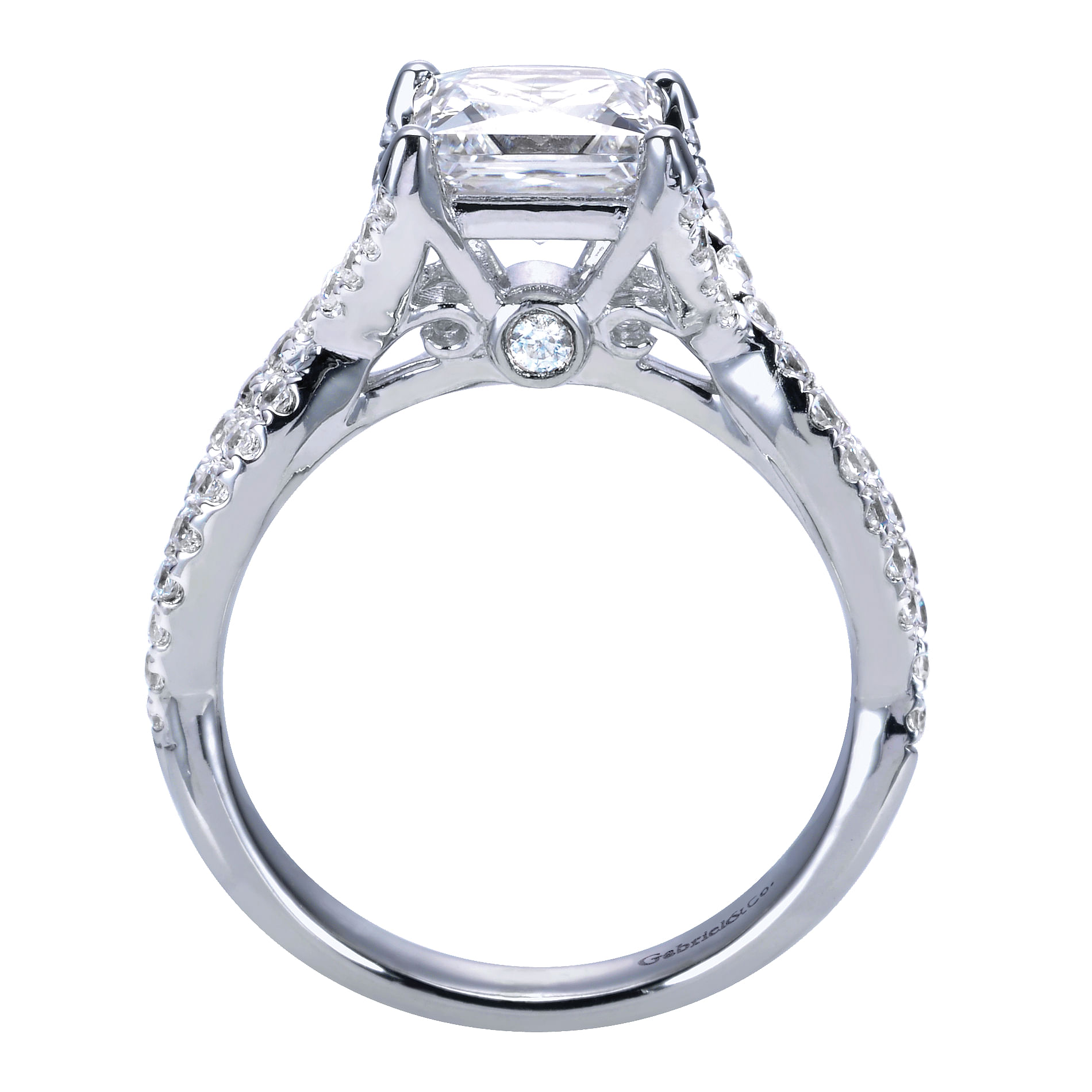 14k White Gold Diamond Criss Cross Engagement Ring angle 2 14k White Gold Diamond Criss Cross Engagement Ring angle 2
