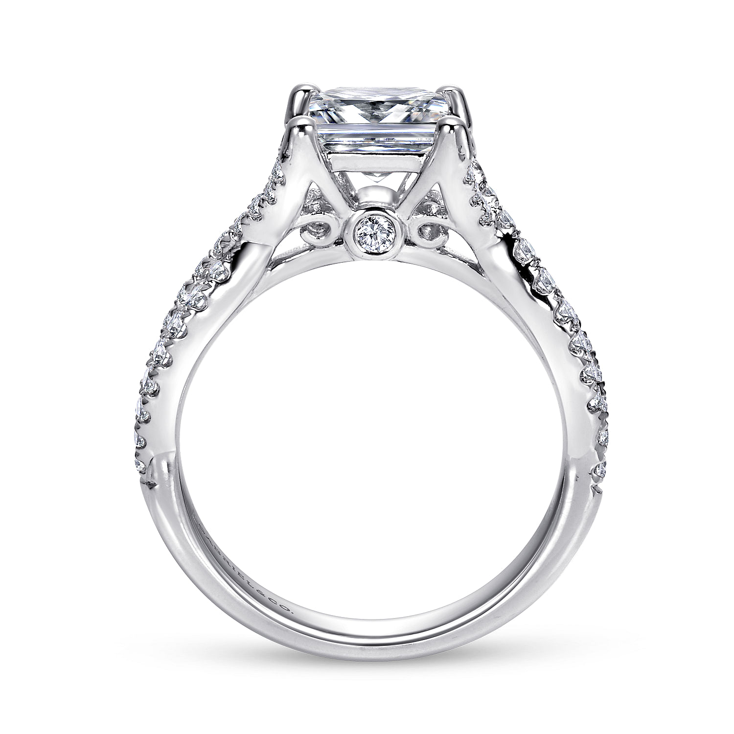 14k White Gold Diamond Criss Cross Engagement Ring angle 2 14k White Gold Diamond Criss Cross Engagement Ring angle 2
