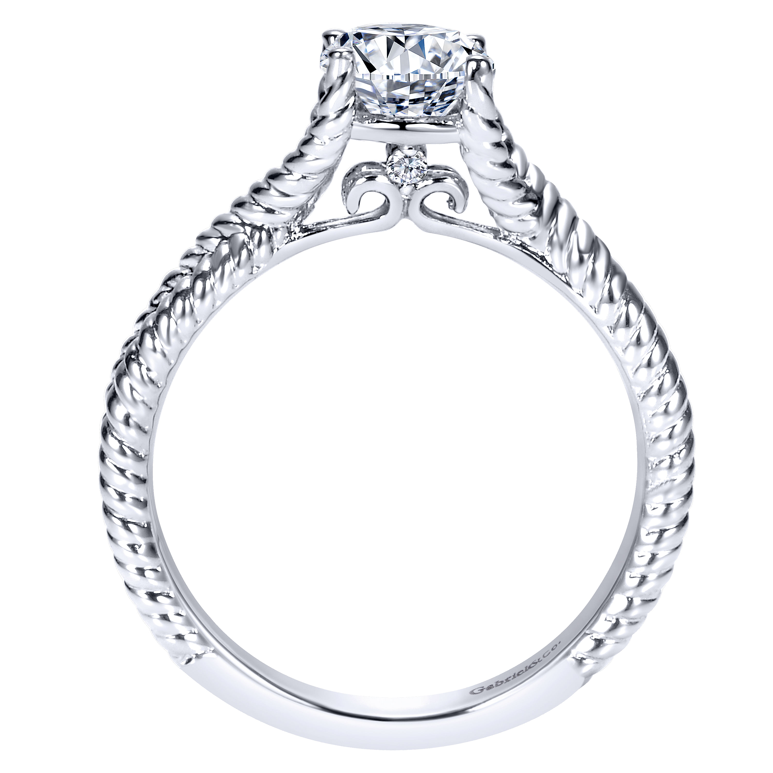 14k White Gold Diamond Criss Cross Engagement Ring angle 2 14k White Gold Diamond Criss Cross Engagement Ring angle 2