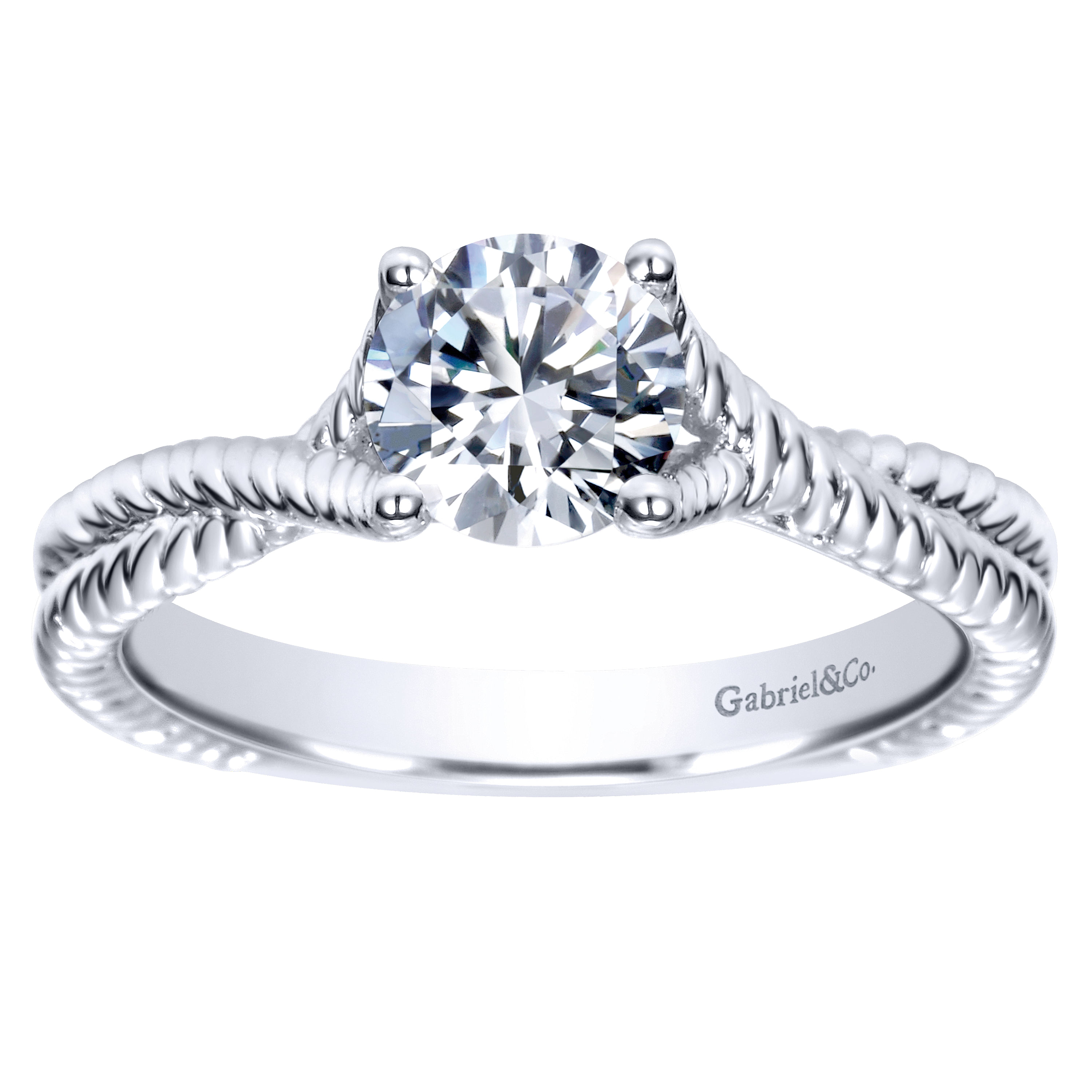 14k White Gold Diamond Criss Cross Engagement Ring angle 5 14k White Gold Diamond Criss Cross Engagement Ring angle 5