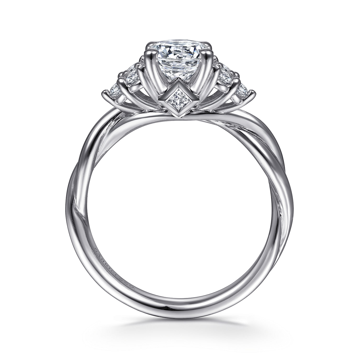 14k White Gold Diamond Criss Cross Engagement Ring angle 2 14k White Gold Diamond Criss Cross Engagement Ring angle 2