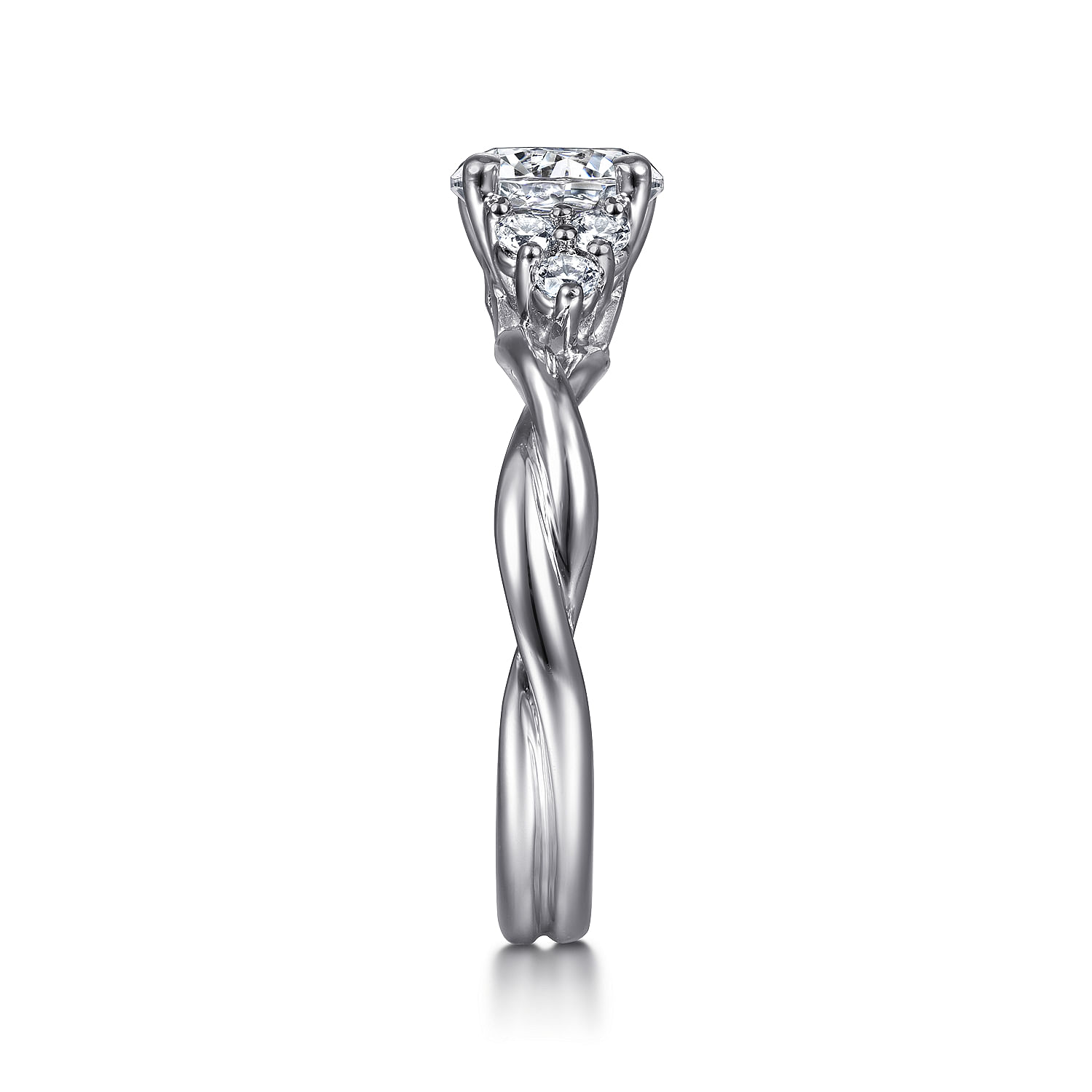 14k White Gold Diamond Criss Cross Engagement Ring angle 5 14k White Gold Diamond Criss Cross Engagement Ring angle 5