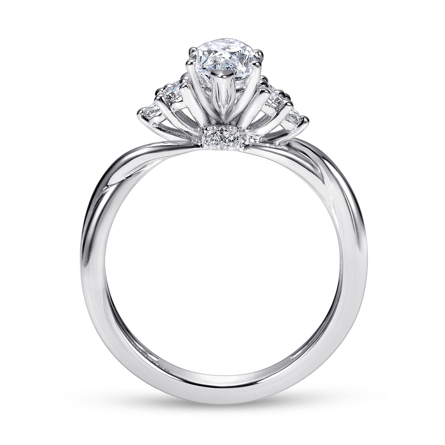 14k White Gold Diamond Criss Cross Engagement Ring angle 2 14k White Gold Diamond Criss Cross Engagement Ring angle 2