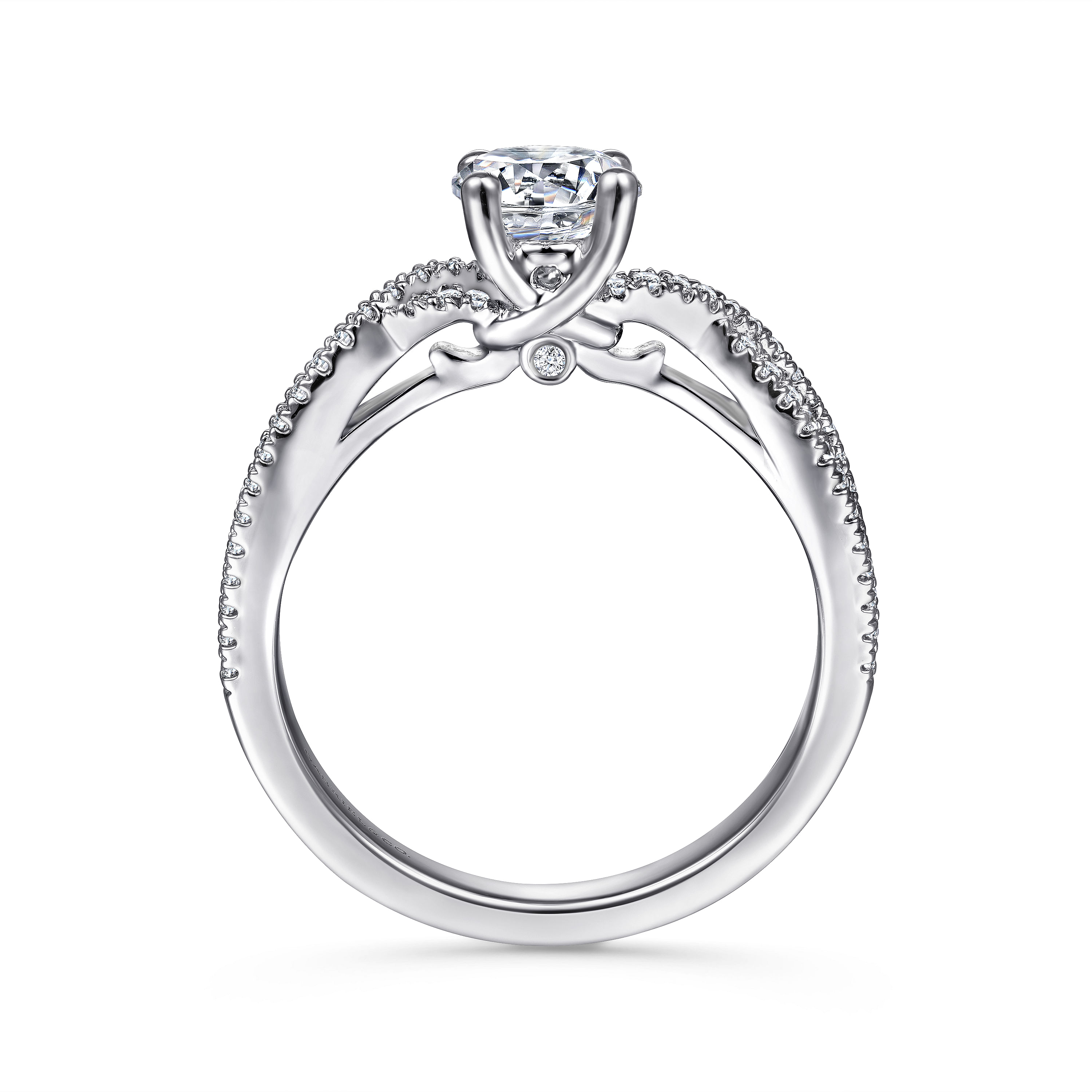 14k White Gold Diamond Criss Cross Engagement Ring angle 2 14k White Gold Diamond Criss Cross Engagement Ring angle 2