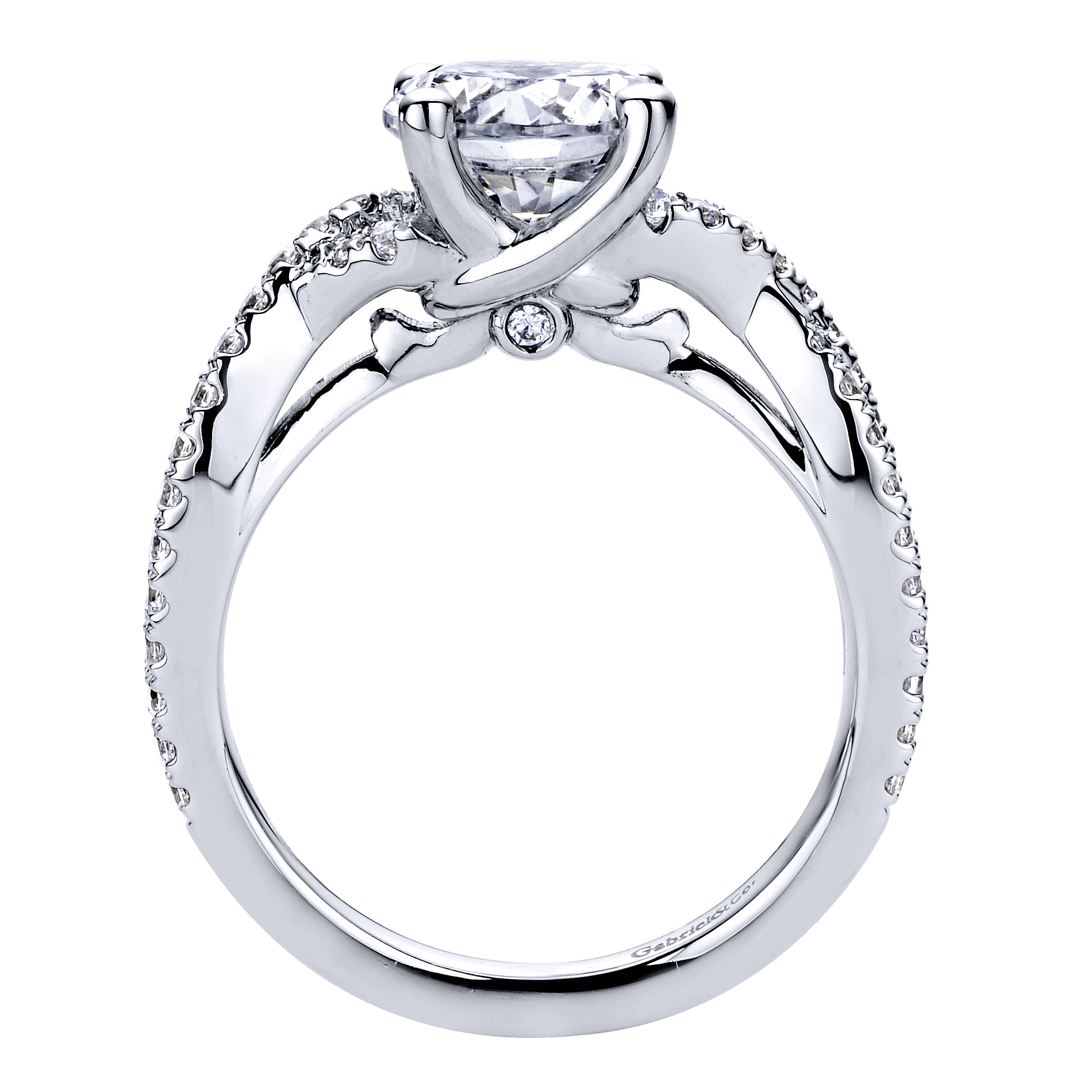 14k White Gold Diamond Criss Cross Engagement Ring angle 2 14k White Gold Diamond Criss Cross Engagement Ring angle 2