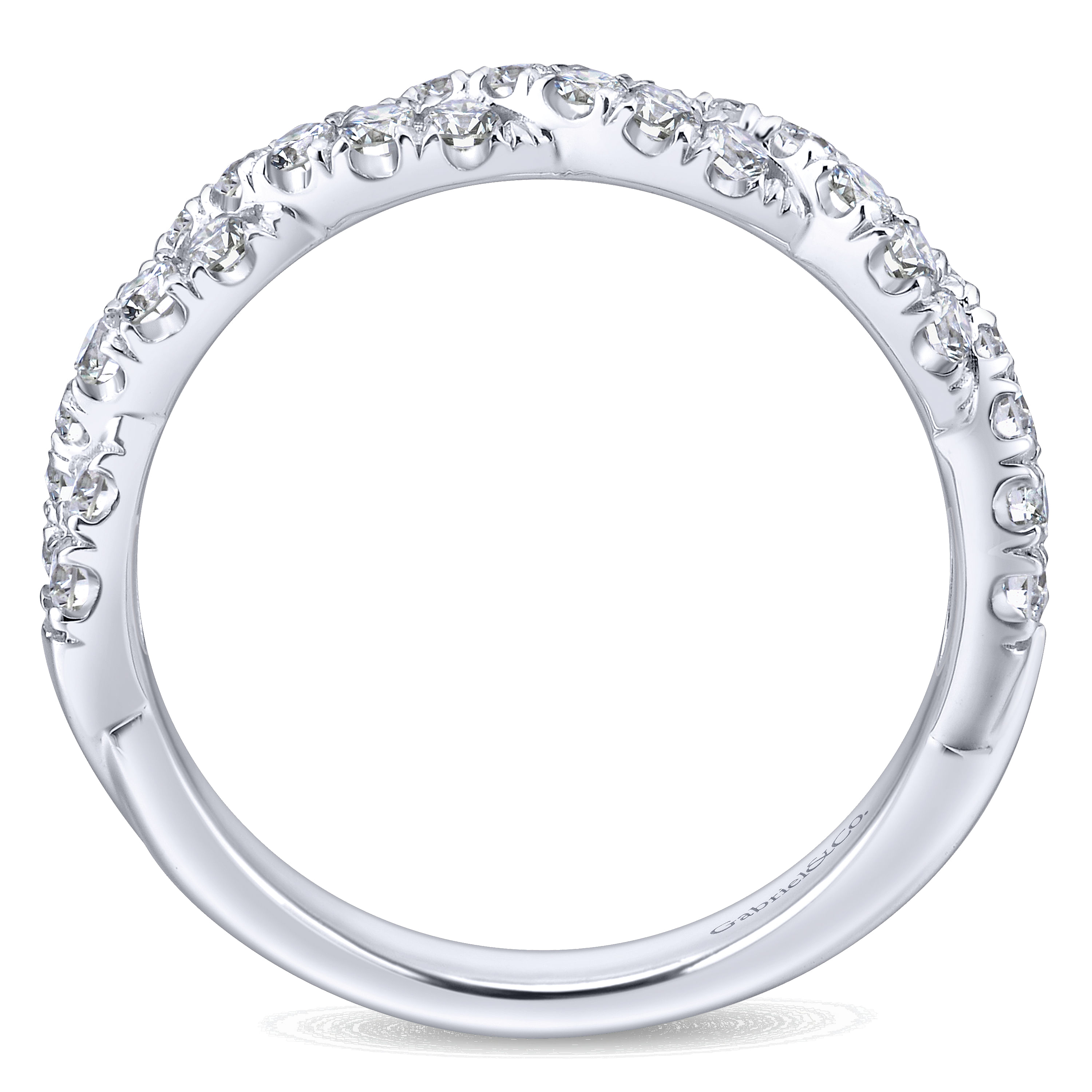 14k White Gold Diamond Criss Cross Wedding Band angle 2 14k White Gold Diamond Criss Cross Wedding Band angle 2