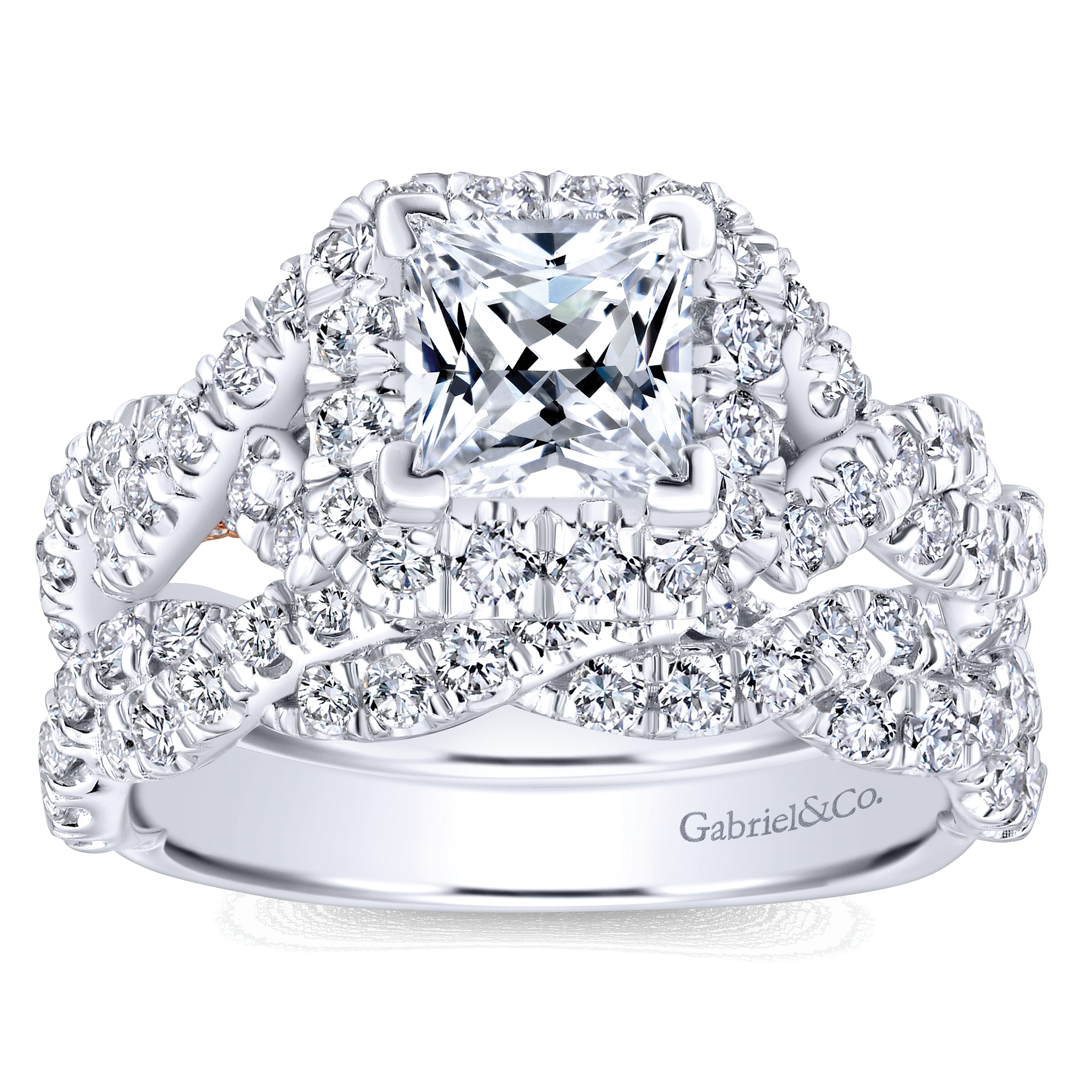 14k White Gold Diamond Criss Cross Wedding Band angle 4 14k White Gold Diamond Criss Cross Wedding Band angle 4
