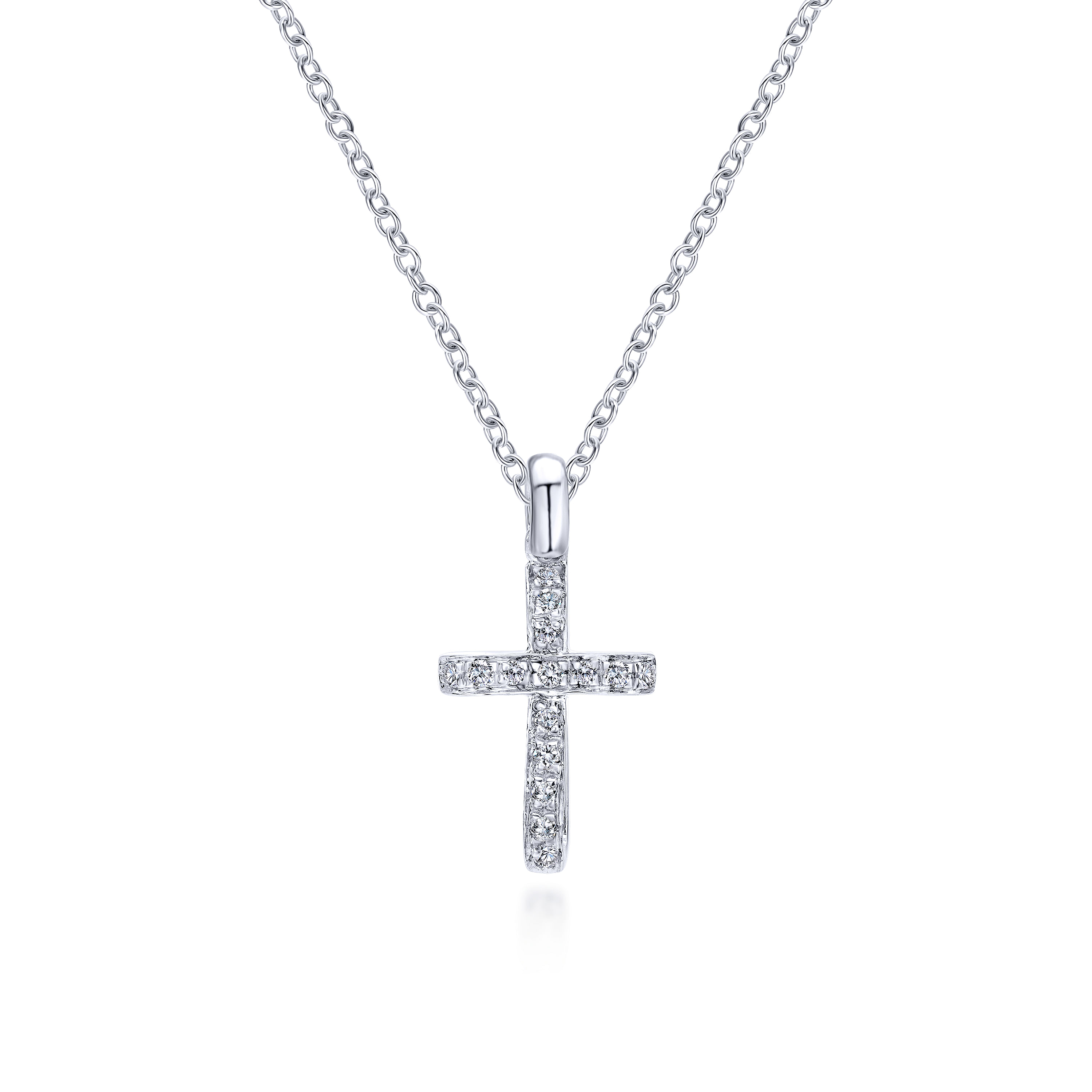 14k White Gold Diamond Cross Cross Pendant angle 3 14k White Gold Diamond Cross Cross Pendant angle 3