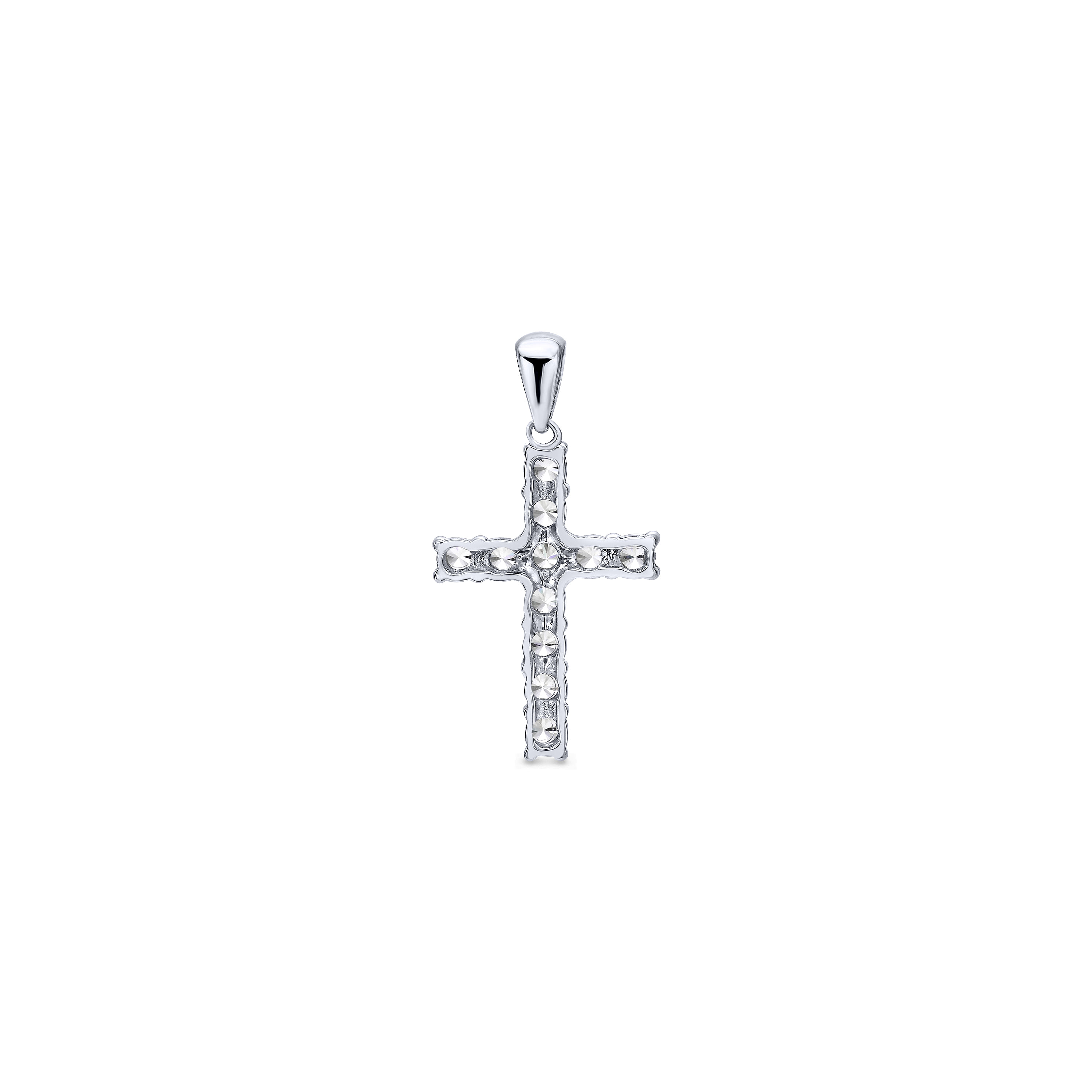 14k White Gold Diamond Cross Cross Pendant angle 2 14k White Gold Diamond Cross Cross Pendant angle 2