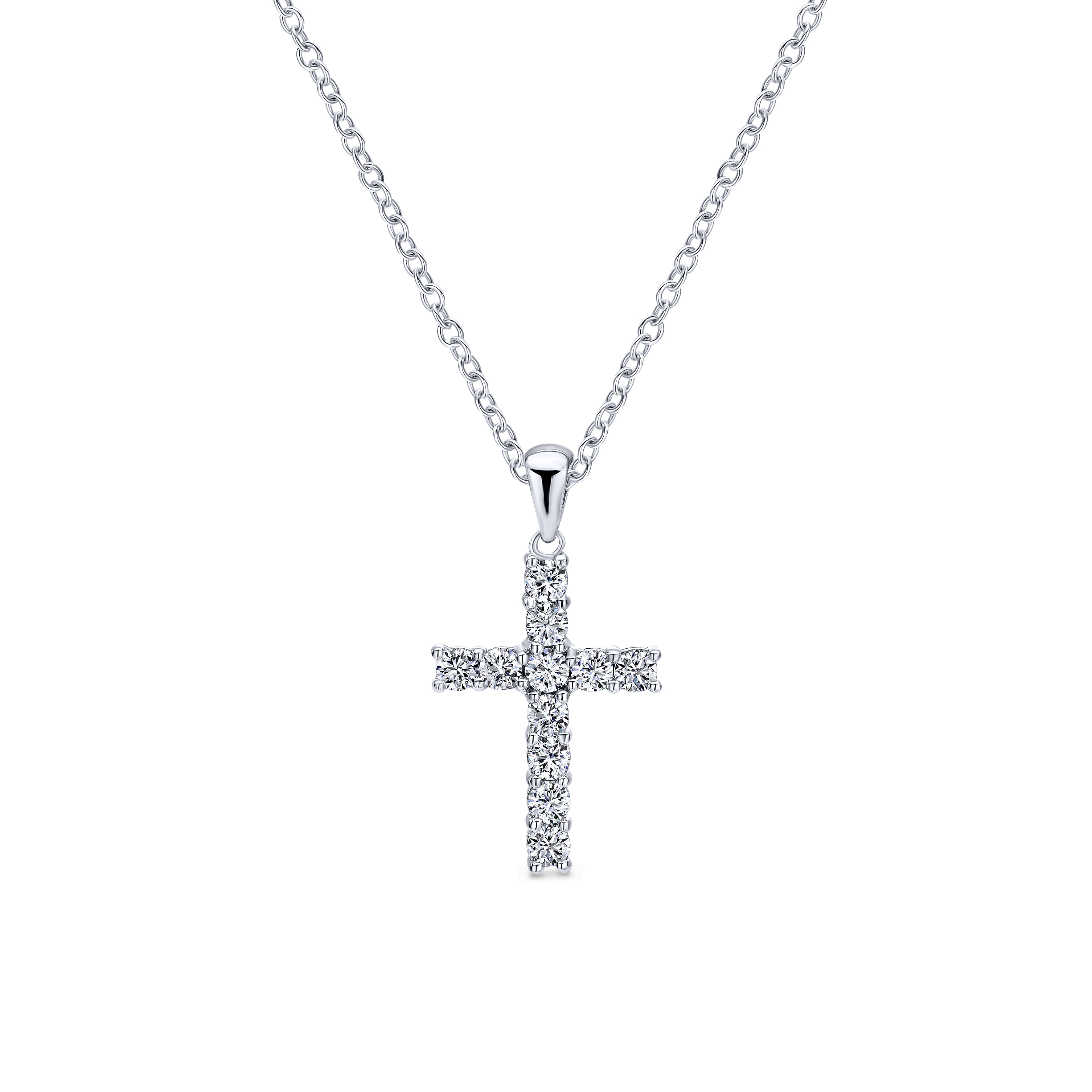 14k White Gold Diamond Cross Cross Pendant angle 3 14k White Gold Diamond Cross Cross Pendant angle 3