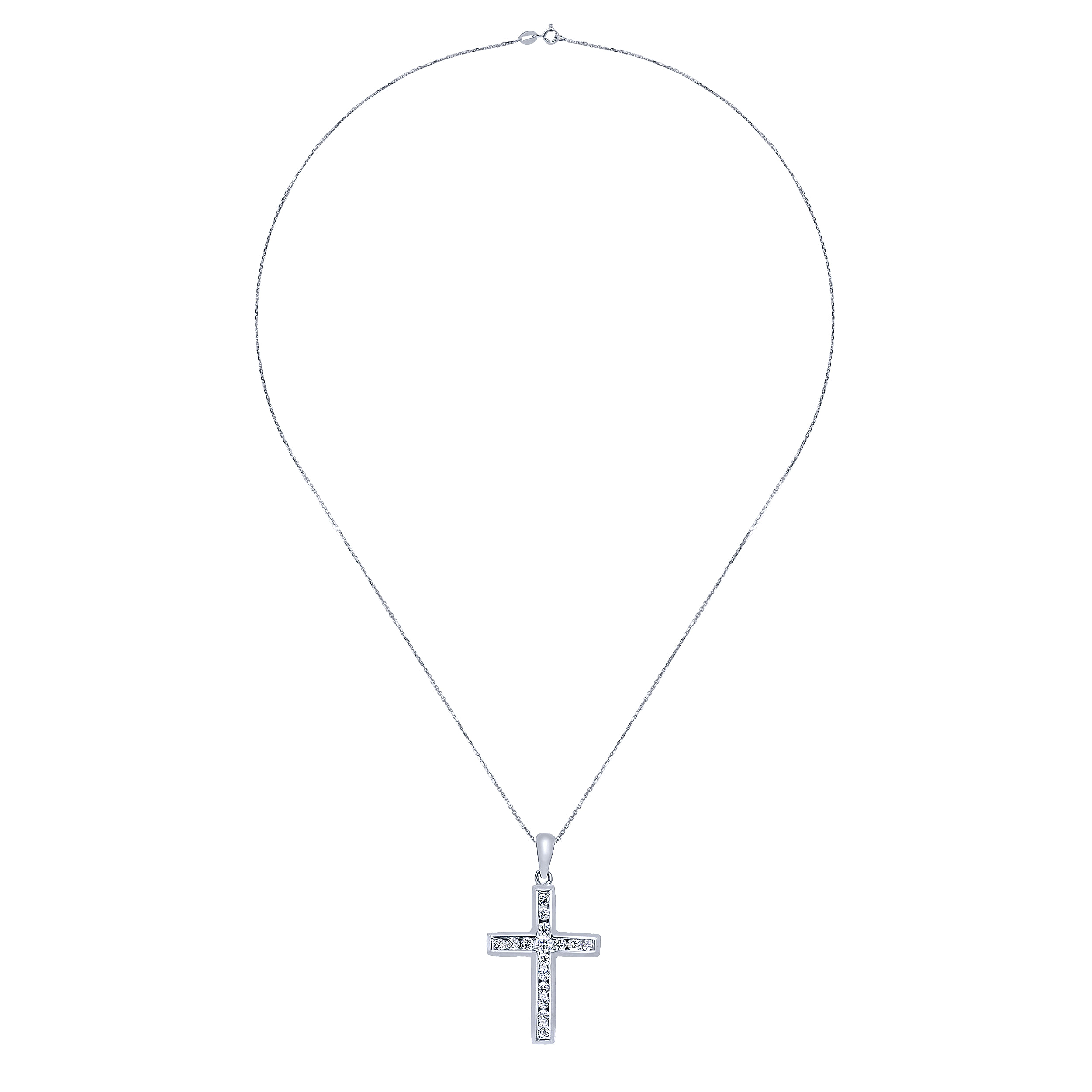 14k White Gold Diamond Cross Cross Pendant angle 2 14k White Gold Diamond Cross Cross Pendant angle 2