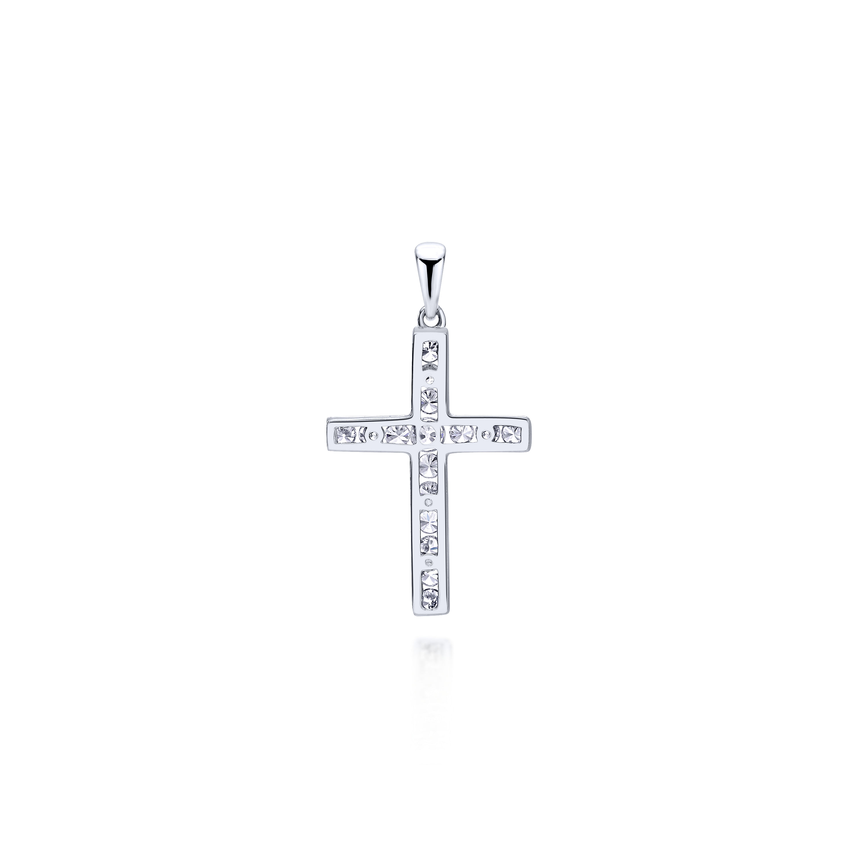 14k White Gold Diamond Cross Cross Pendant angle 2 14k White Gold Diamond Cross Cross Pendant angle 2