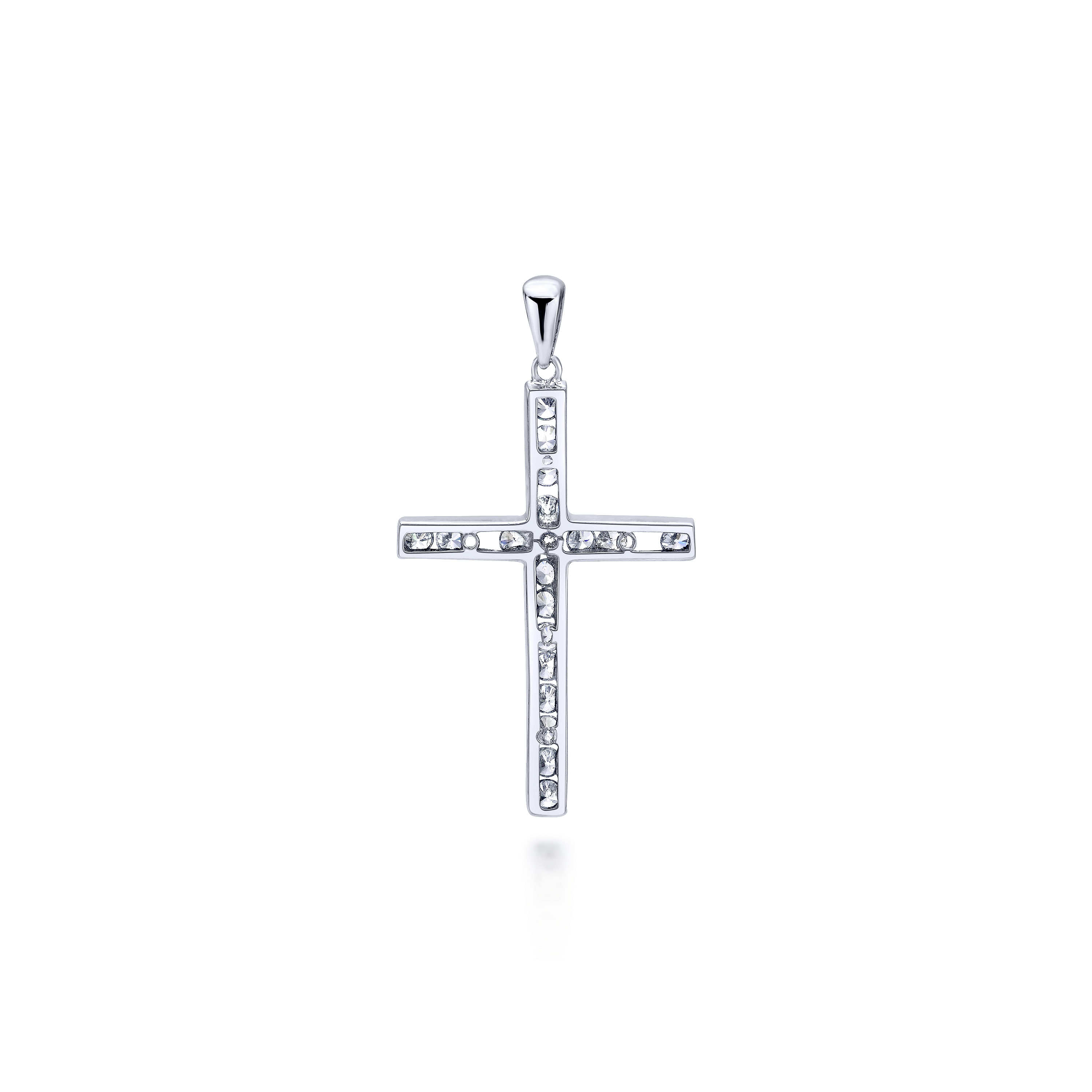 14k White Gold Diamond Cross Cross Pendant angle 2 14k White Gold Diamond Cross Cross Pendant angle 2