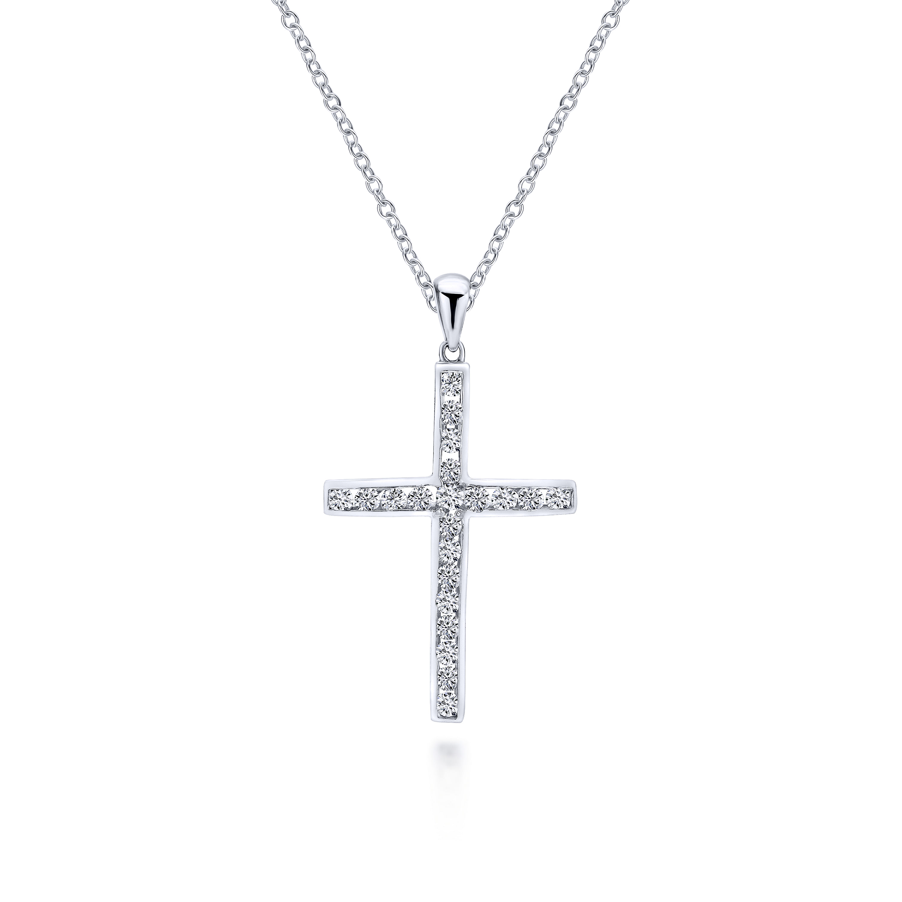 14k White Gold Diamond Cross Cross Pendant angle 3 14k White Gold Diamond Cross Cross Pendant angle 3