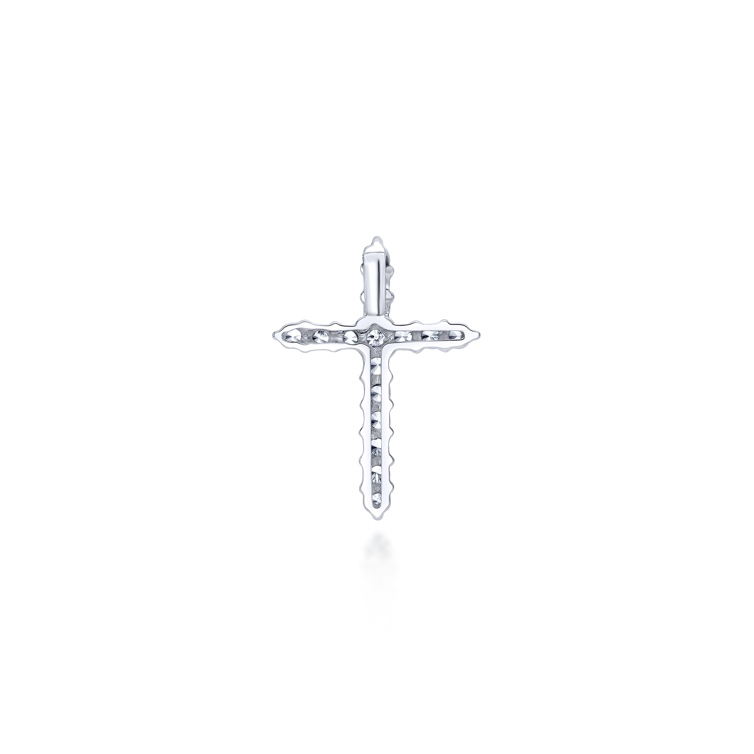 14k White Gold Diamond Cross Cross Pendant angle 2 14k White Gold Diamond Cross Cross Pendant angle 2