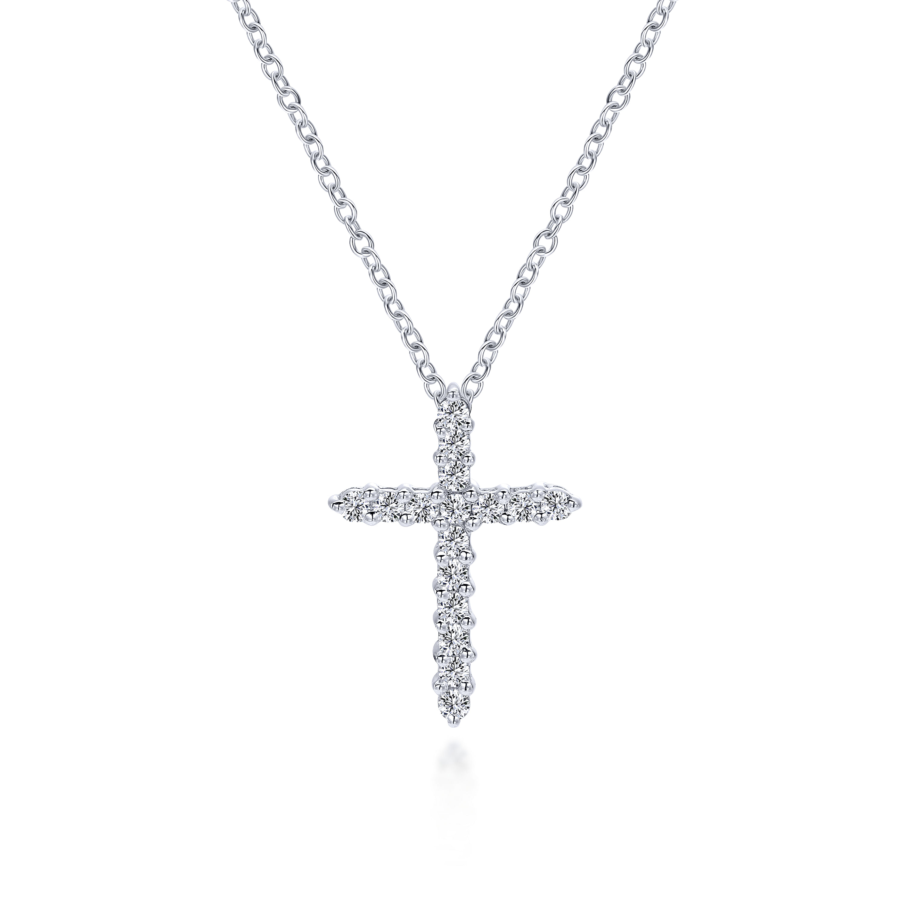 14k White Gold Diamond Cross Cross Pendant angle 3 14k White Gold Diamond Cross Cross Pendant angle 3