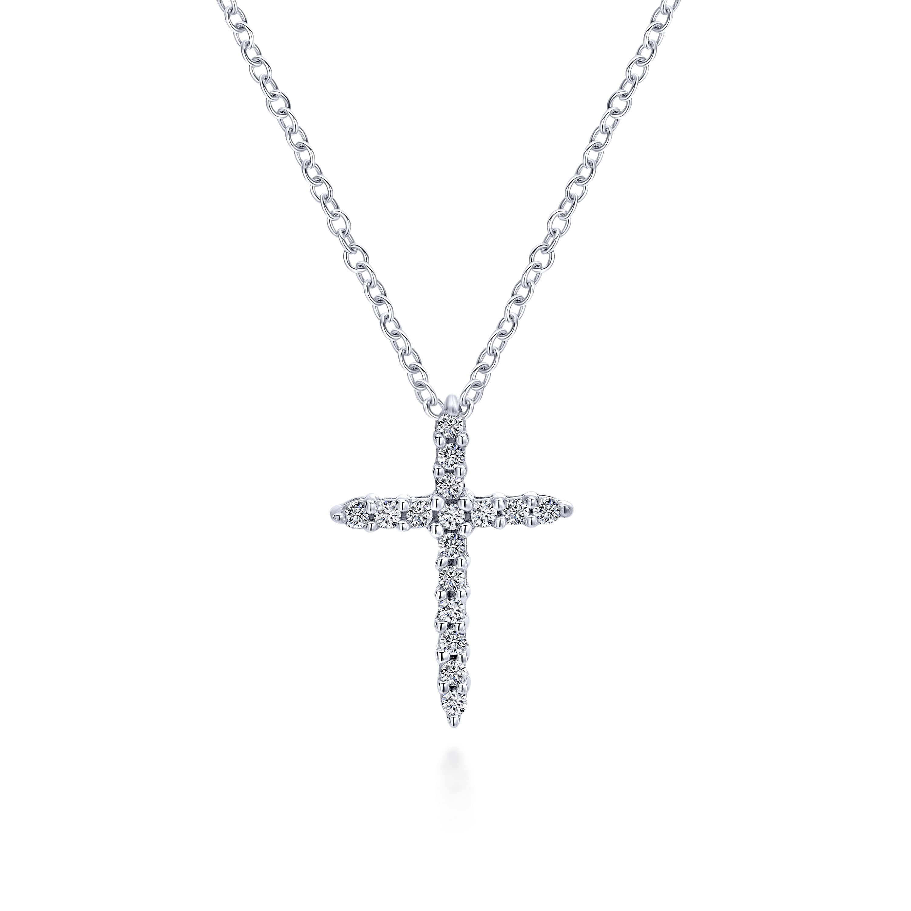 14k White Gold Diamond Cross Cross Pendant angle 3 14k White Gold Diamond Cross Cross Pendant angle 3