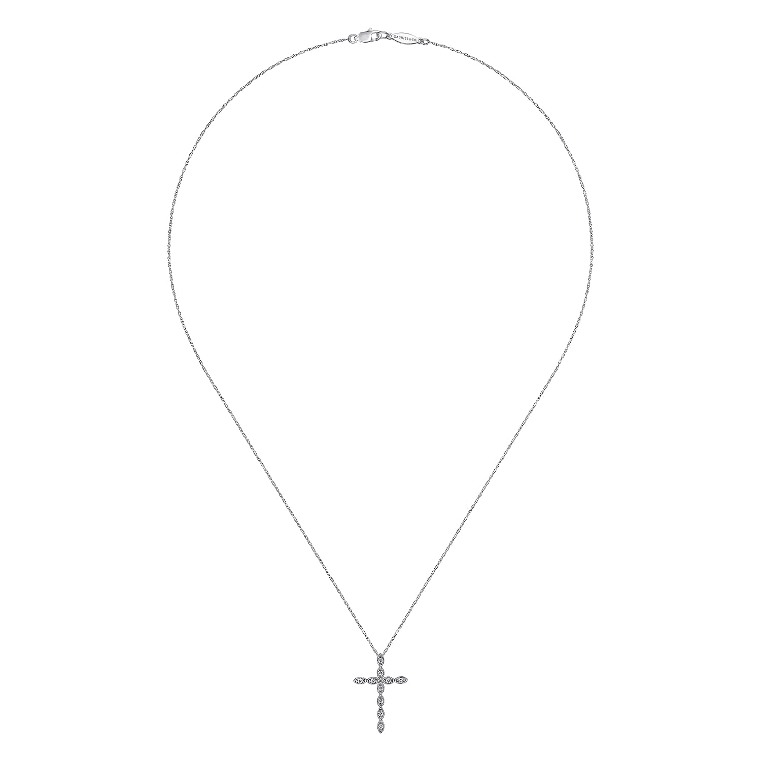 14k White Gold Diamond Cross Necklace angle 2 14k White Gold Diamond Cross Necklace angle 2